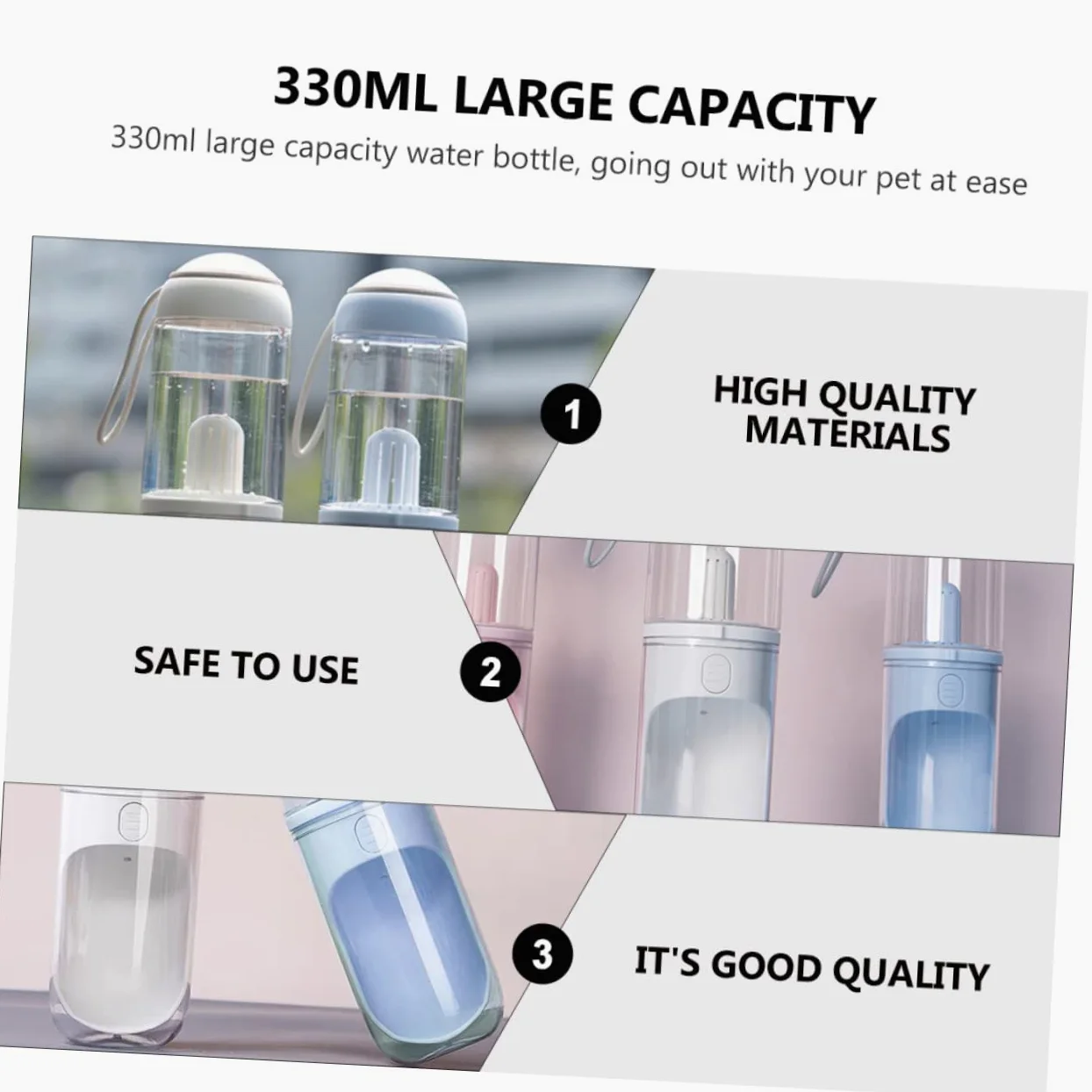 Happyyami Borraccia Portatile per Cani e Gatti 330ml, Design a U, di Perdite, Uso Sola Mano, per Uscire