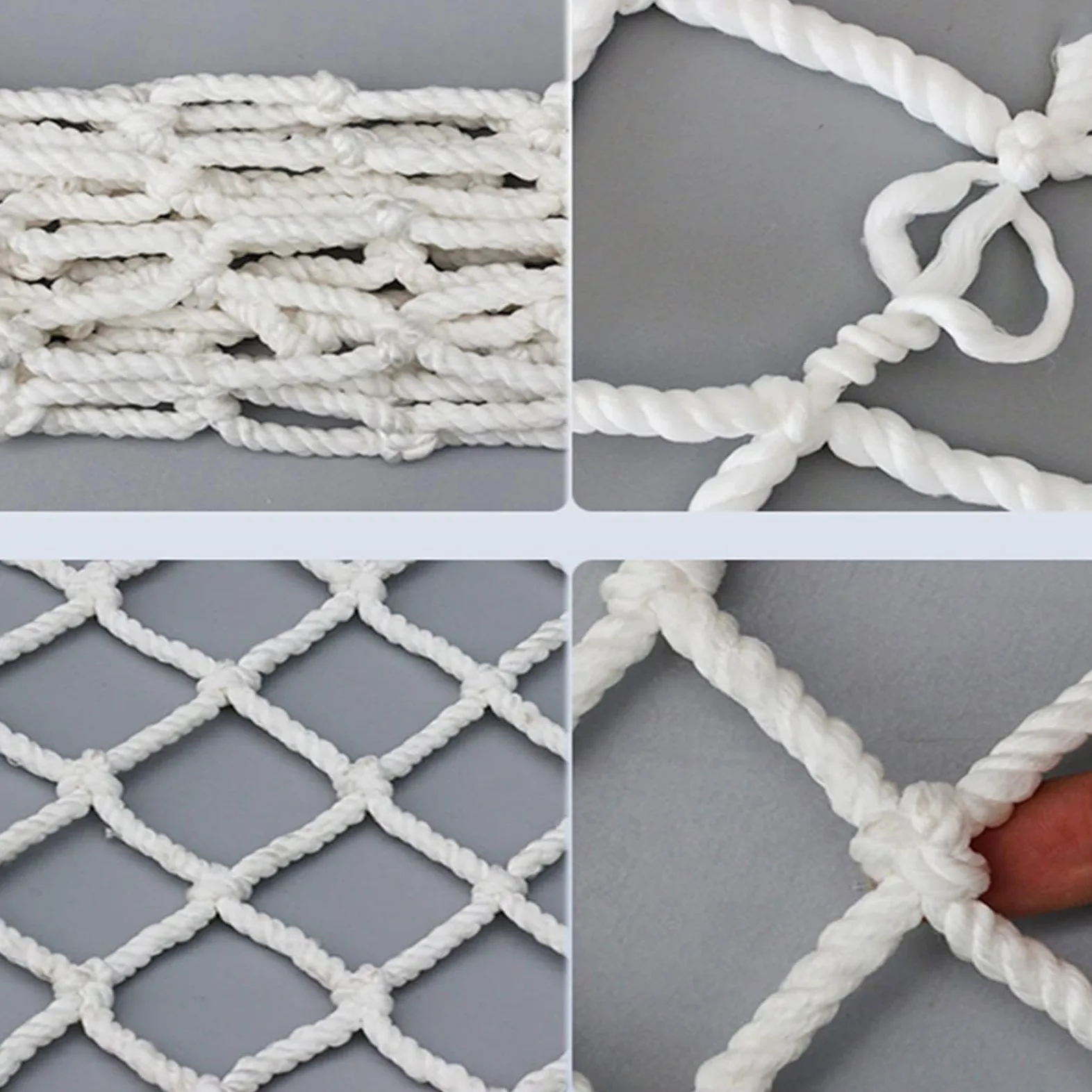 Generico Rete di Sicurezza per balconi per Animali Domestici, Rete anticaduta in Nylon Bianco 16x16 Piedi, Rete Protettiva per Animali Domestici, Protezione per Scale e finestre, Diametro della Corda