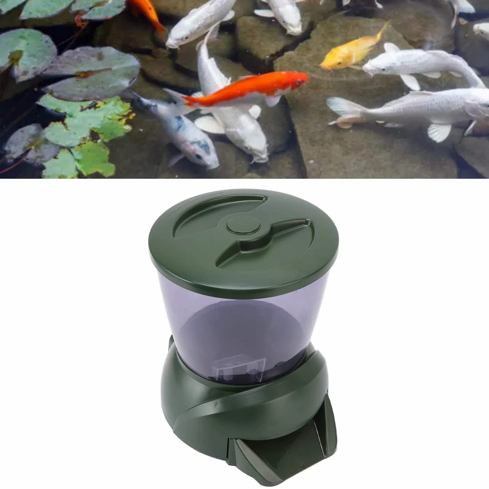 Mangiatoia Automatica per Pesci da 4,25 Litri, Display LCD, Dispenser Automatico di Mangime per Pesci da Laghetto Alimentato a Batteria, Distributore Automatico di Mangime per Pesci per Acquario in Va