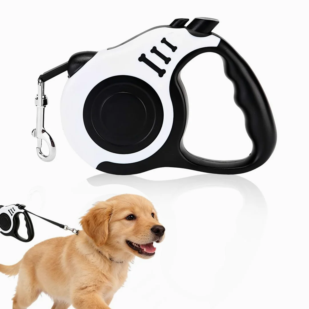 1 Guinzaglio per Cani Automatico Retrattile, Guinzaglio Estensibile con ABS Resistente, Per Passeggiate Cane e Gatto, 5 Metri, Bianco
