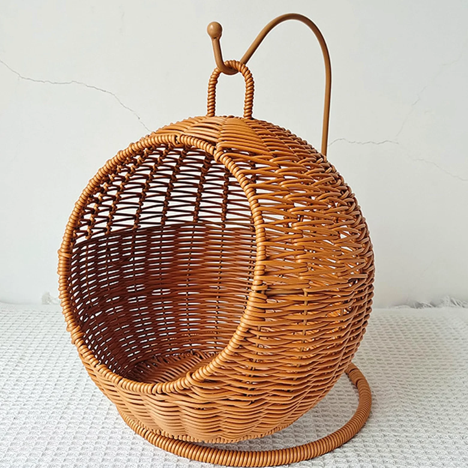 Cesta per gatti in finto rattan, letto amaca da appendere per piccoli spazi, comoda cuccia per gatti di piccola taglia per interni