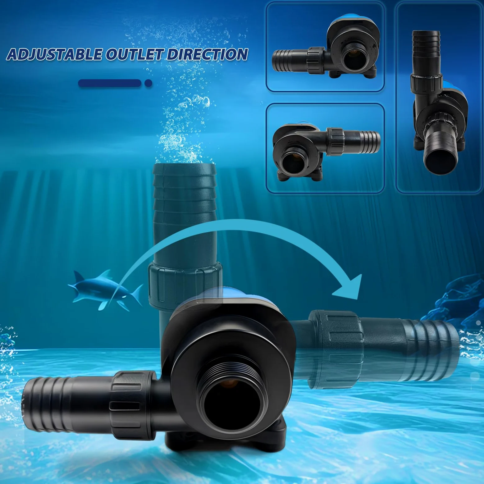 CONQUERALL CHS-3500 DC 24V DC 20W Pompa per acqua a flusso regolabile 920GPH(US) 14.7FT Pompa a ritorno controllato Adatto per idroponica, acquari, cascate, laghetti koi, allevamento koi, fontane
