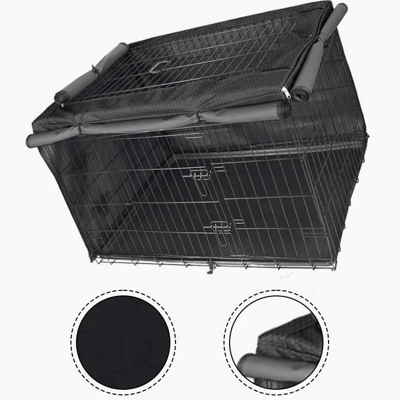 Copertura per gabbia per cani, copertura per gabbia per cani, in tessuto Oxford 420D, protezione antipolvere nera, impermeabile, 95 x 61 x 61 cm, 110 x 73 x 76 cm, 125 x 77 x 81 cm (110 x 73 x 76 cm)