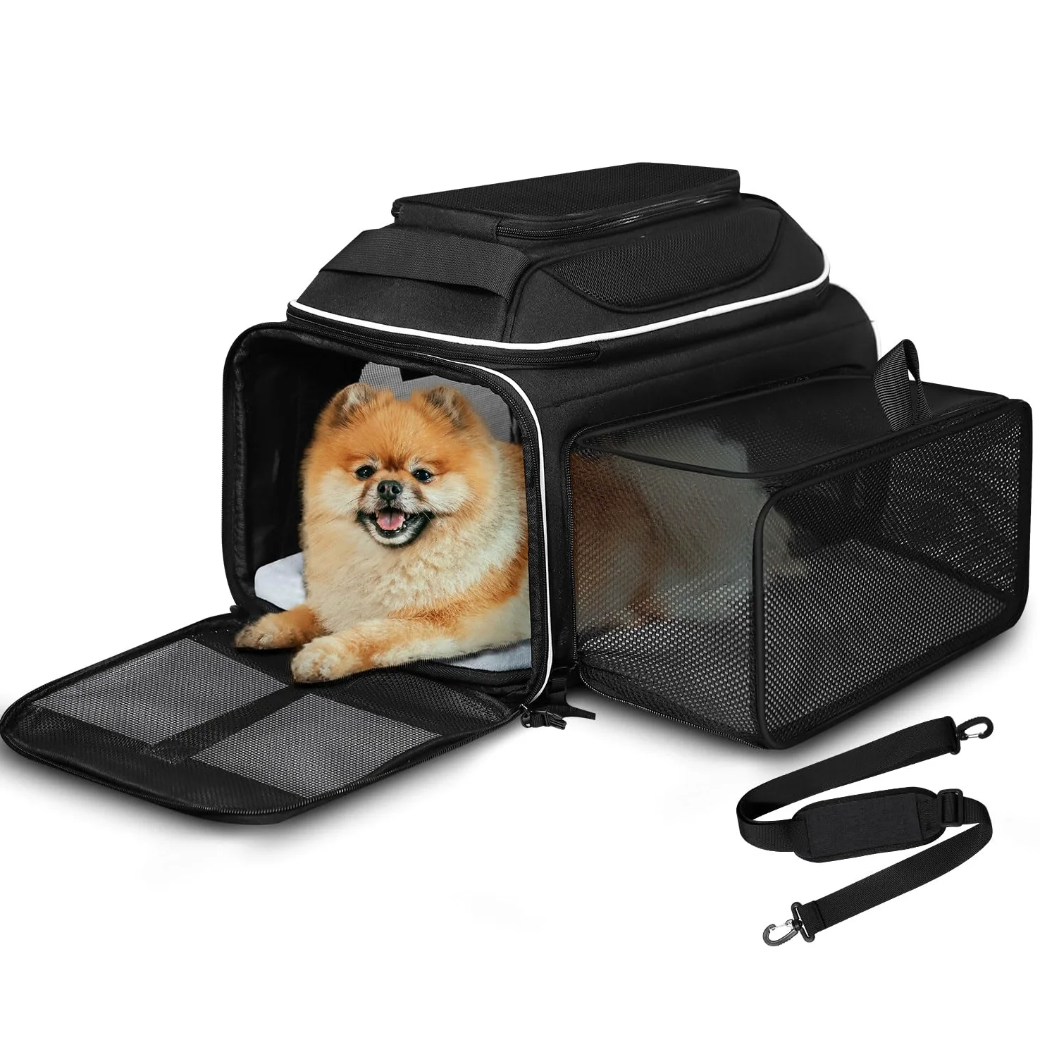 Petskd Trasportino espandibile superiore e laterale per animali domestici, 43 x 28 x 24,5 cm, approvato dalla compagnia aerea sud-occidentale, morbido trasportino per cani di piccola taglia e gatti