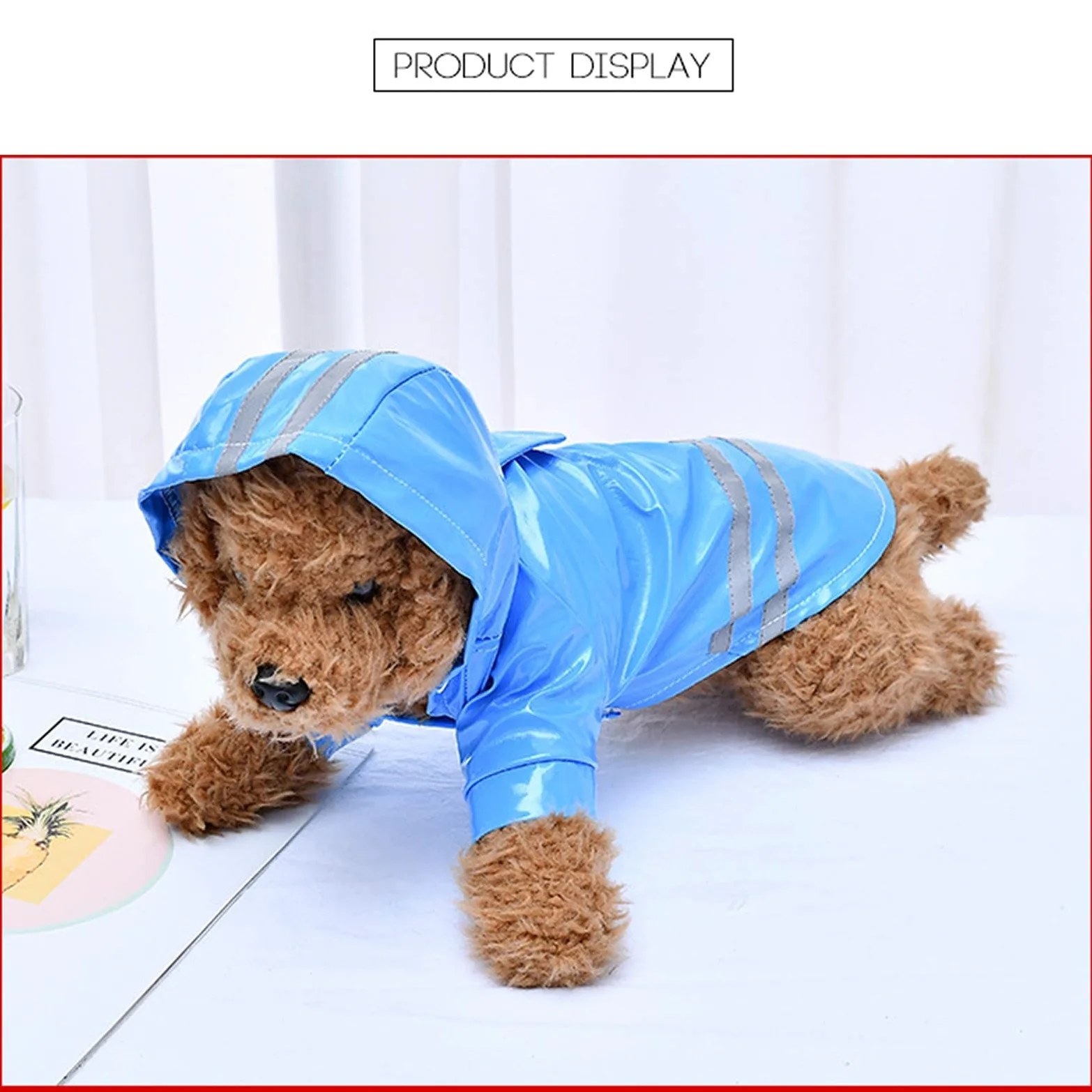 Impermeabile per cani, cappotto per cani da compagnia alto impermeabile e traspirante con cappuccio, impermeabile leggero con catarifrangenti cani di piccola e media taglia (blu,) (Blue L (Pack of 1))