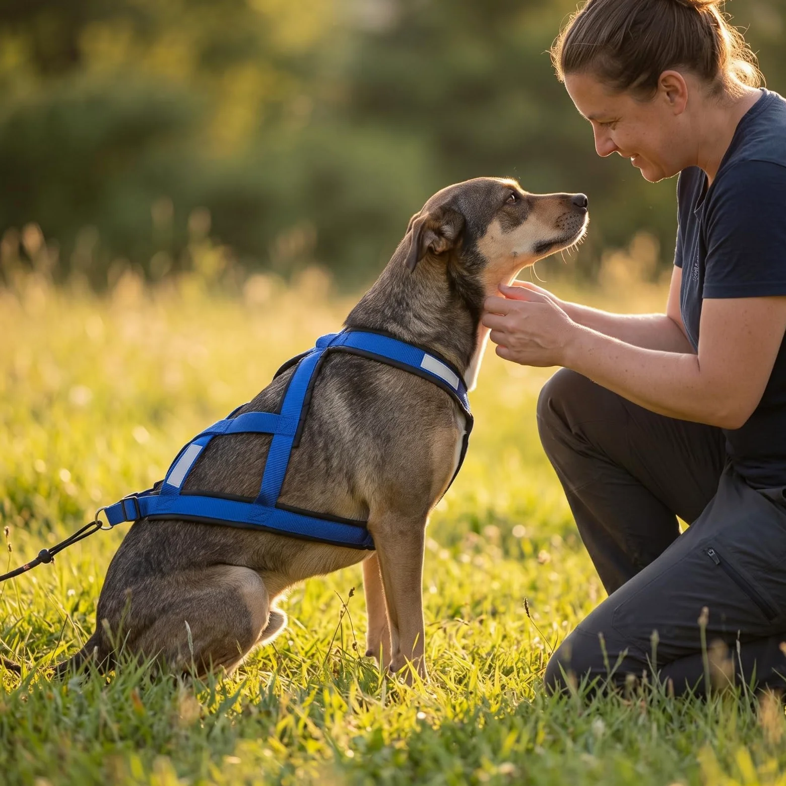 predolo Pettorina da Traino Imbottita Pettorina con Strisce Riflettenti Professionale per Cani, Passeggiate Notturne, Array, Blu, 3XL