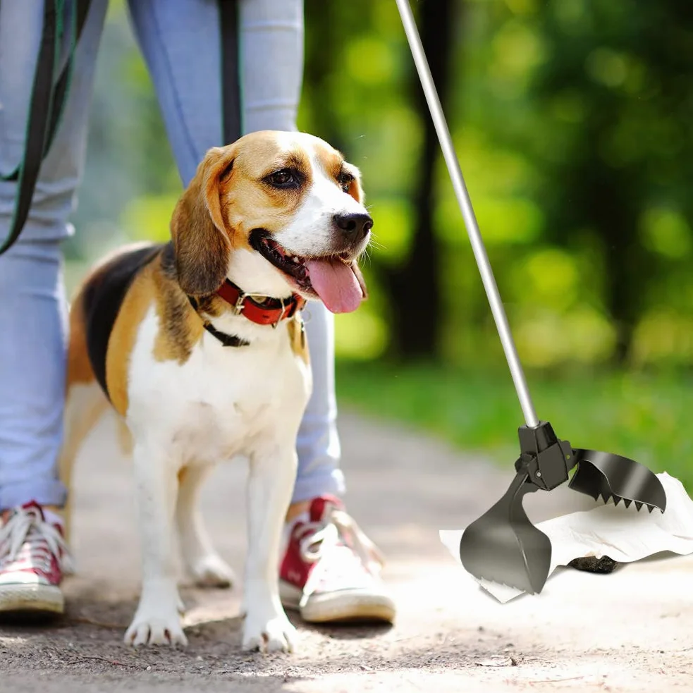 Greensen Pala portatile per escrementi di cani con manico lungo e molla ad alta pressione per escrementi di cani e gatti, con design ergonomico professionale