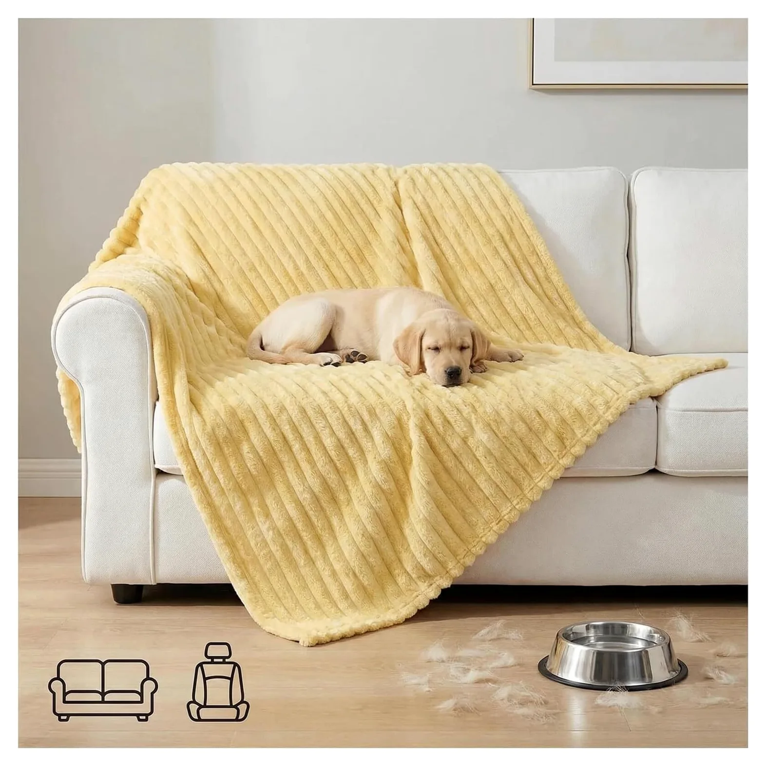 Coperta di supporto emotivo gialla, coperta di sicurezza morbida calmante for l'umore del cane, materiale in morbido pile di coniglio, progettata for animali domestici(Cream,59.05 * 78.74in)