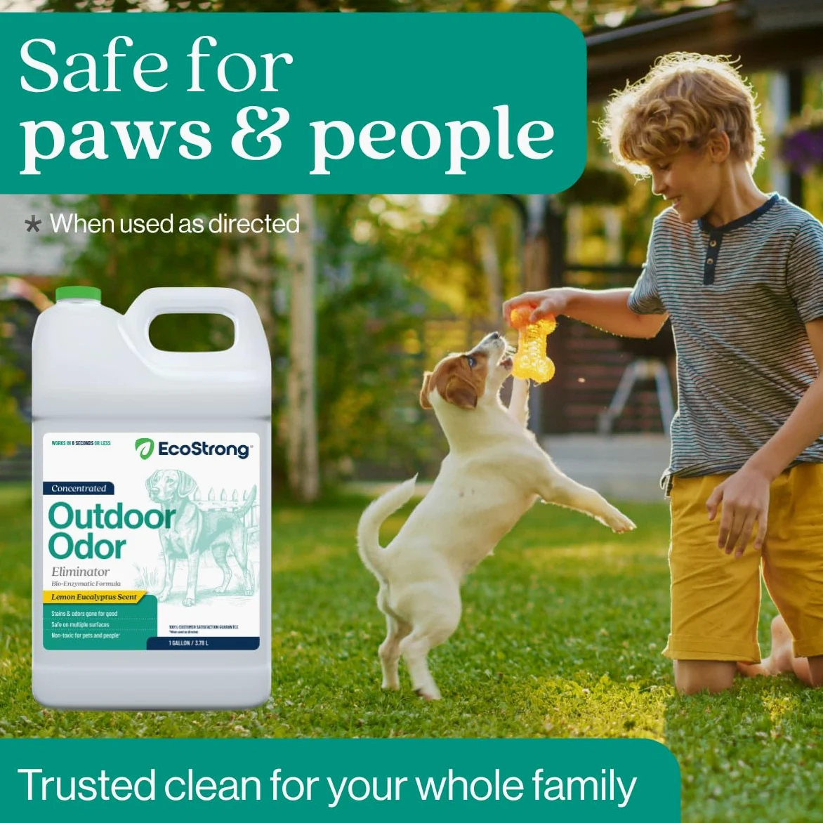 Eco Strong Eliminatore di odori per esterni per cani e urine, potente deodorante per animali domestici, gatti, animali domestici, resistenza professionale per cortile, tappeto erboso, canili, patii