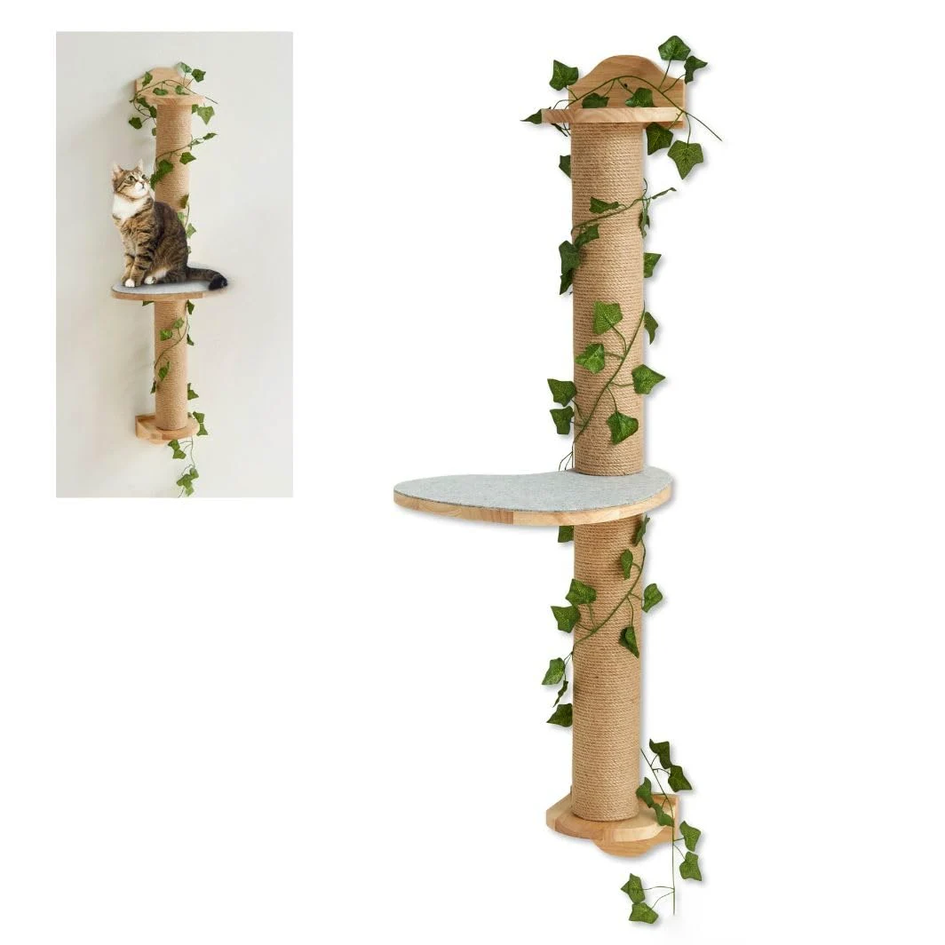 Tiragraffi a parete – Albero tiragraffi da parete facile da montare – Elementi da parete per gatti con piattaforma antiscivolo per stimolare il gioco dei gatti