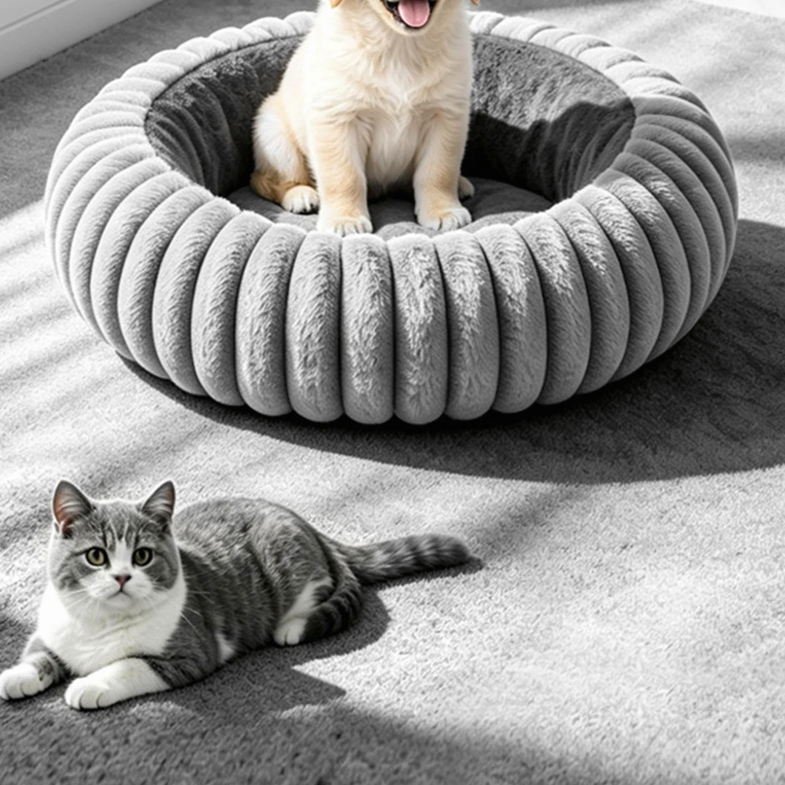 Tappetino Termico da Animali Divano Rotondo Riscaldabile Regolabile Con 9 | Cuccia Grande Per Gatti per Divano, Soggiorno, Camera da , Ufficio, Pavimento