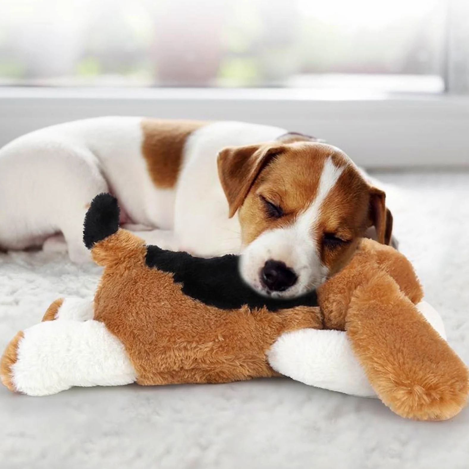 Giocattolo per Cucciolo a Battito Cardiaco Morbido Calmante Masticazione | Peluche Per Cani Noia Separazione Addestramento Gabbia Compagnia Casa Interno Esterno