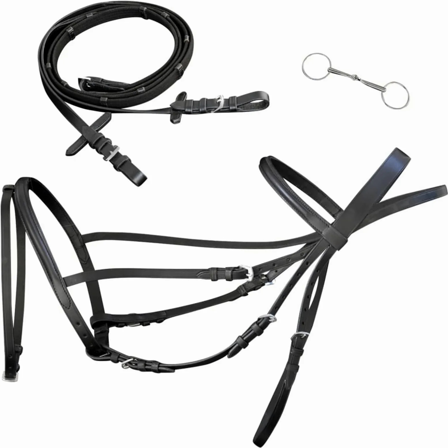Briglie in Pelle con Redini e Morso Nero per Cavallo Full,Articoli Sportivi,Ricreazione all'aperto,Equitazione,Finimenti per Cavalli,Briglie-90897