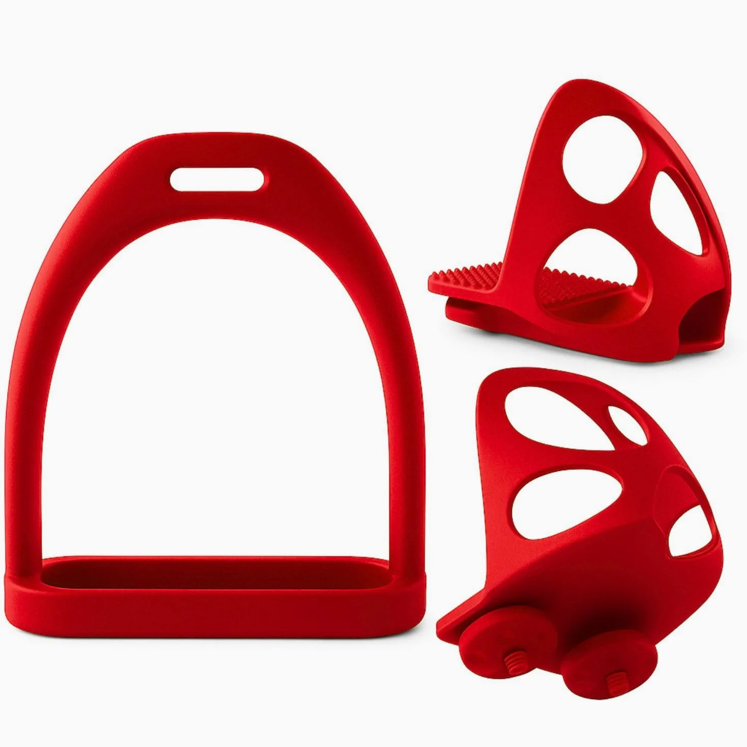 AK CagePro - Staffe per cavalli in plastica leggera, coppia di staffe resistenti con gabbia di sicurezza per allenamento equestre e trail riding AKRS-6045-01 (rosso, 12 cm)