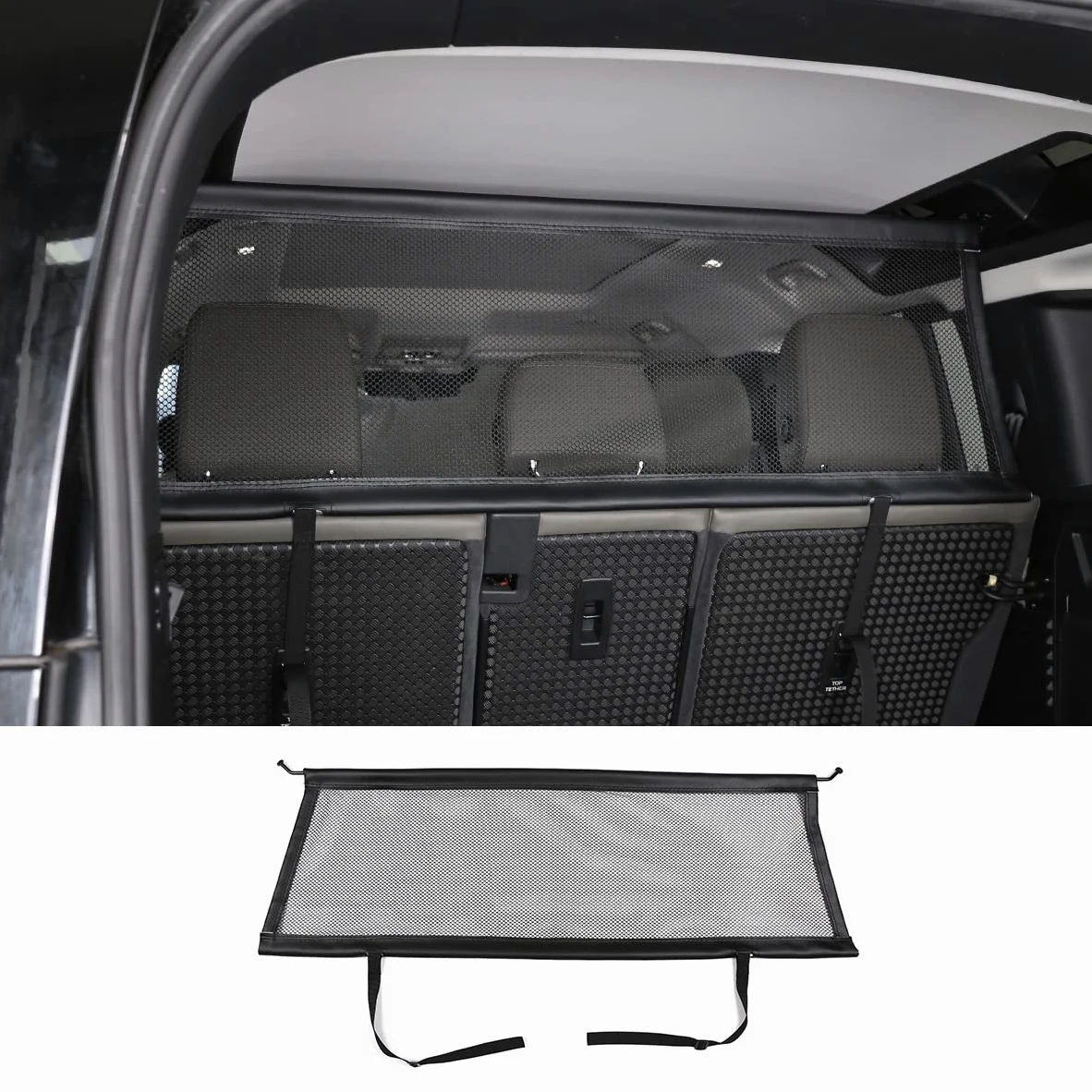 Barriera per cani per auto compatibile con LR Defender 110 2020-2025, rete di sicurezza per auto per animali domestici, protezione regolabile per cani per bagagliaio auto, reti divisori universali per