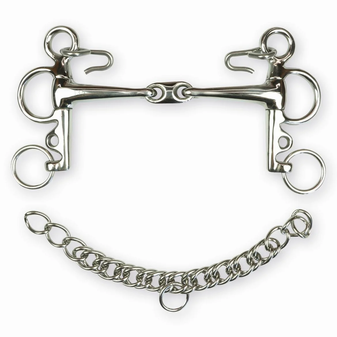 Horses, Pelham Pieno In Acciaio Inox Con Oliva Aste Corte 13,5 cm, Materiali di Alta Qualità, Resistente, Pratica e di Preciso Utilizzo