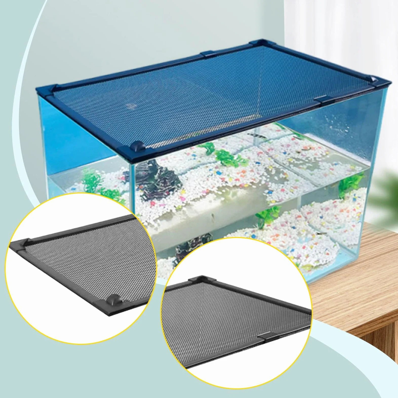Sharplace Copertura per Acquario, Attrezzatura Fai da Te, Facile da Installare, Protezione, Accessori Pratici, Rete Protettiva, Rete Anti-Salto, 60x120 Cm