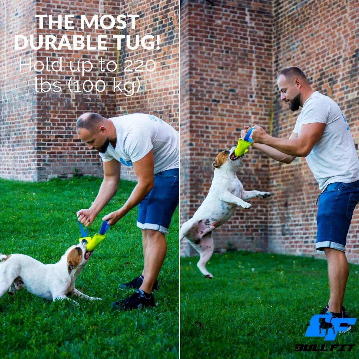 Bull Fit Manicotto per Cani 2 pezzi, con Cuciture Esterne, con due Fiocchi - Duraturo, fatta a mano in manichetta antincendio - per l'addestramento o per il gioco