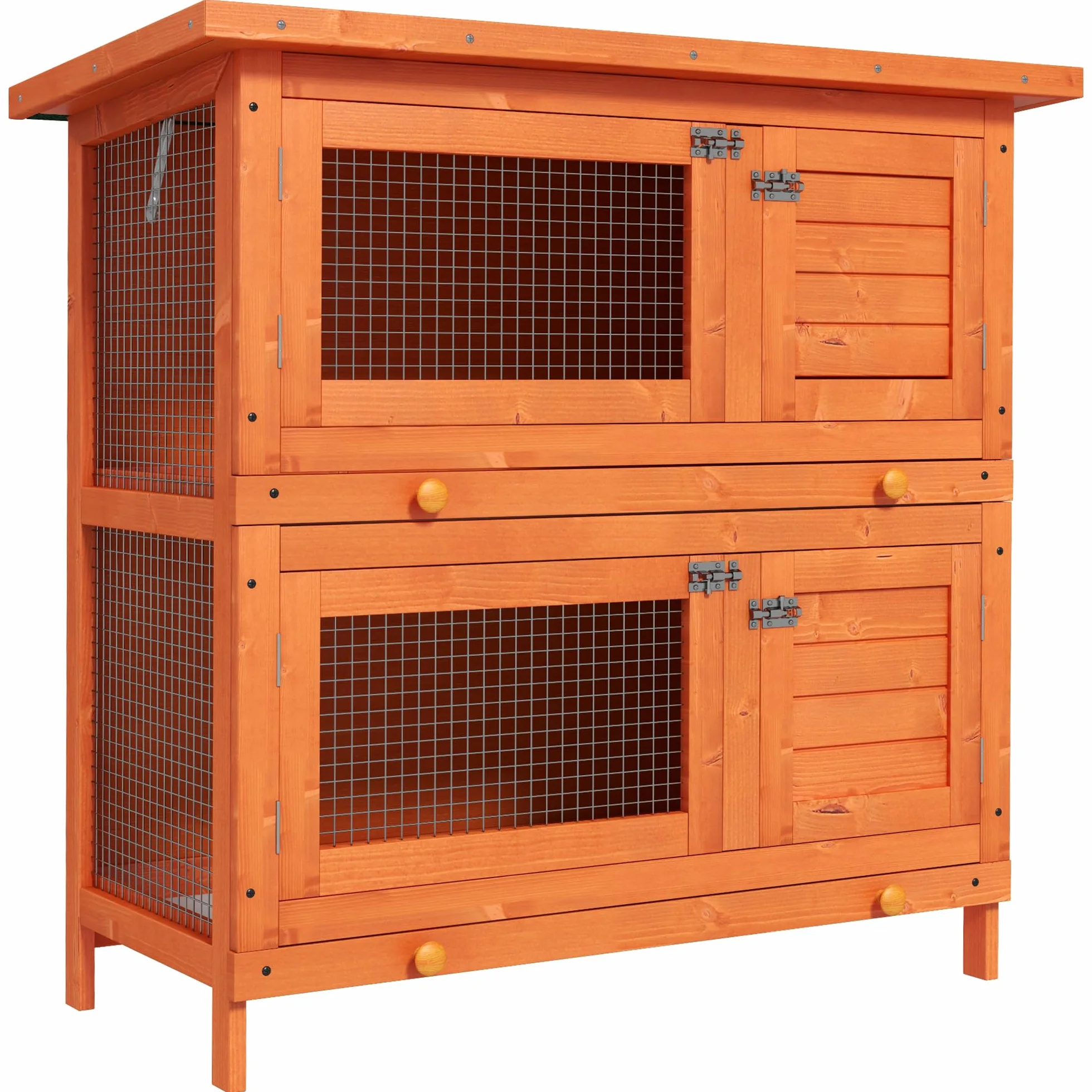 PawHut Gabbia per Conigli Conigliera da Esterno in Legno di Abete, 90x45x90cm