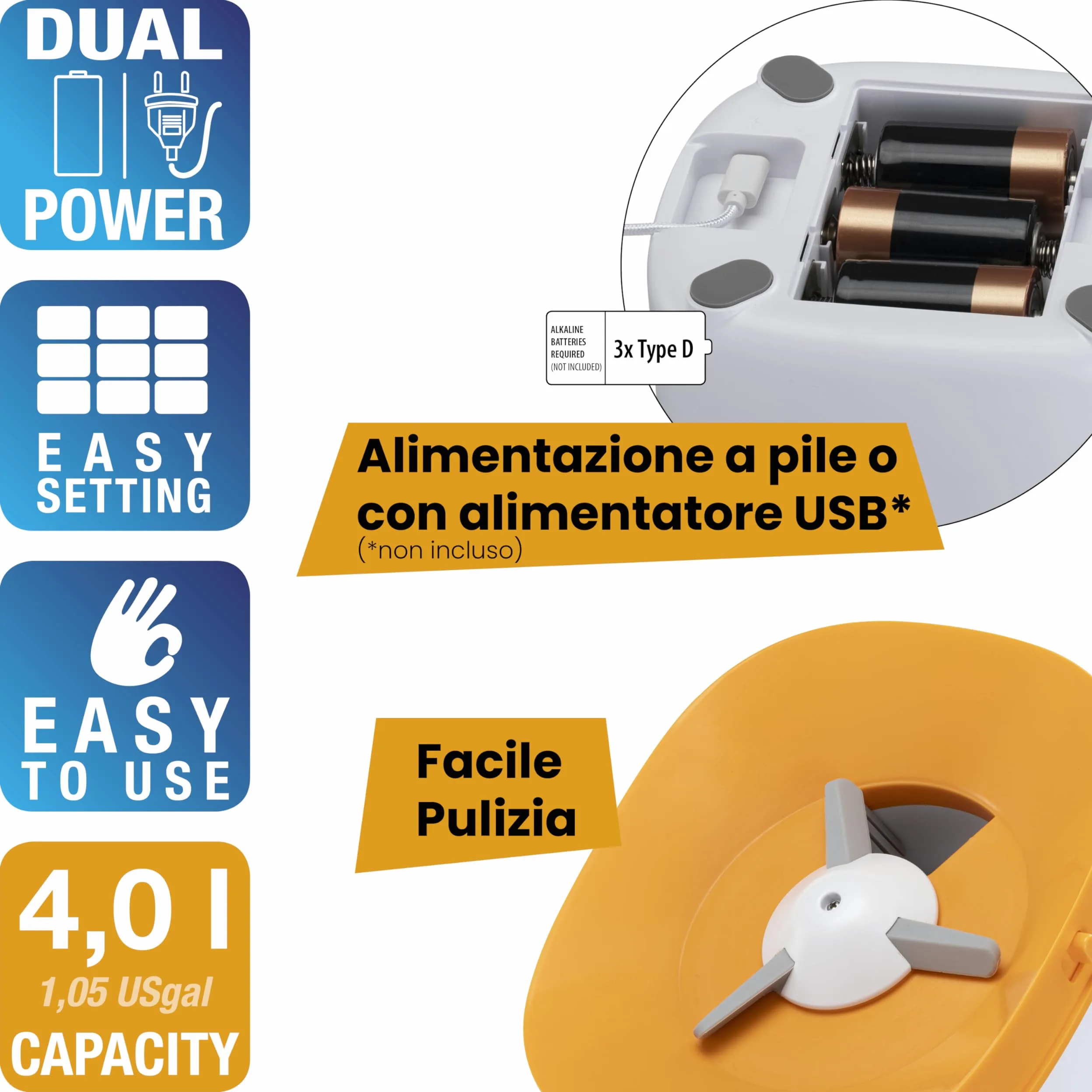 Ferplast Distributore Automatico Cibo Gatti e Cani, 4L, Programmabile Fino a 6 Pasti al Giorno e 16 Dosaggi, Doppia Alimentazione Batterie e Spina, Essiccante Controllo Umidità, Ciotola Acciaio Inox