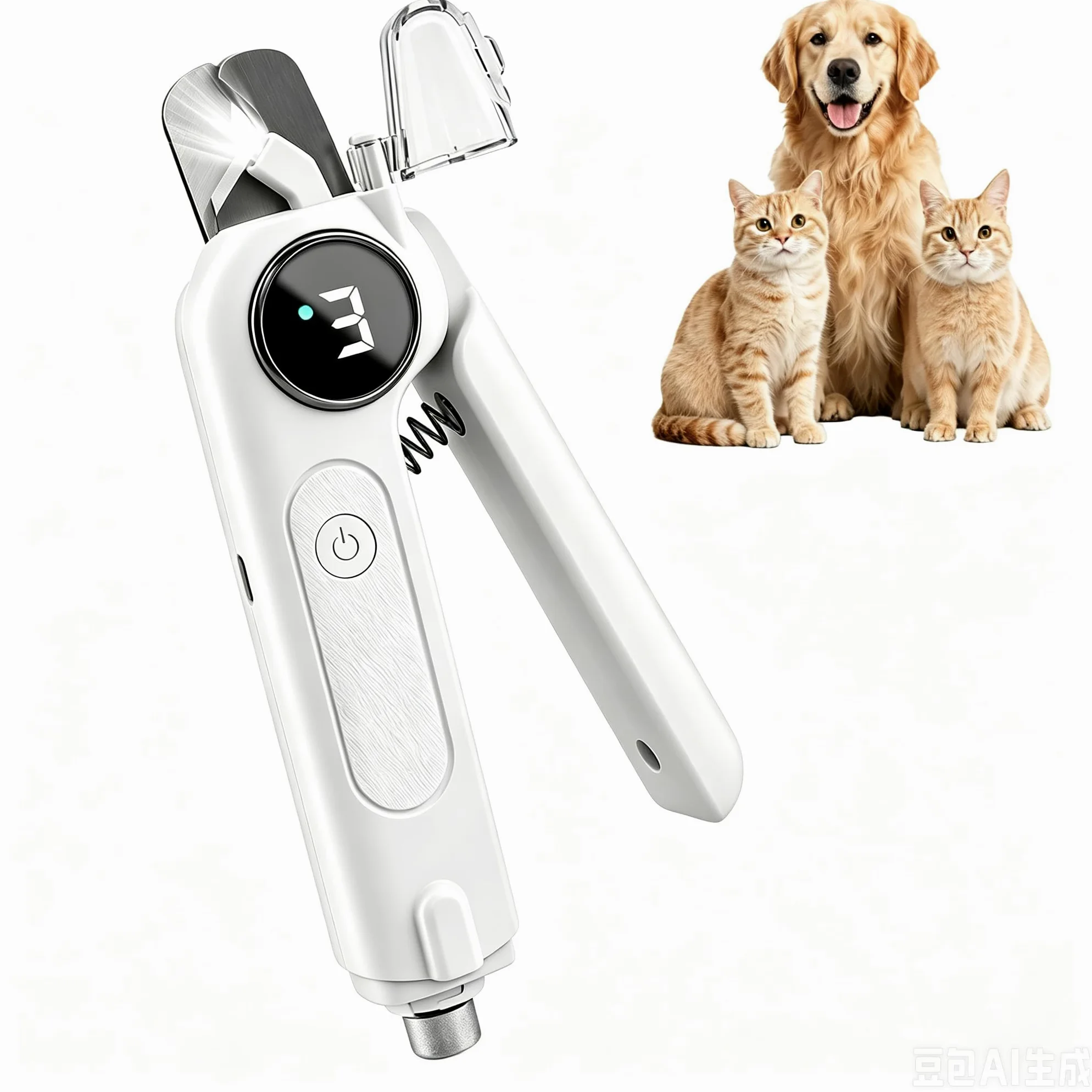 Tagliaunghie 2 in 1 per animali domestici, con luce LED, silenzioso, ricaricabile USB-C, per cani, gatti, cuccioli e gattini