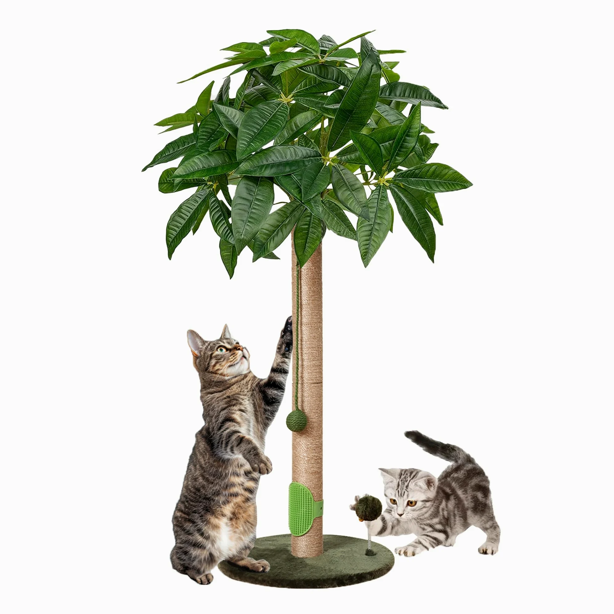 Meowoou Tiragraffi per Gatti, 84 cm Graffiatoio per Gatti da Interni Adulti e Grandi, Tiragraffi Alto con Corda in Sisal, Simpatico Albero Tiragraffi con Pallina Pendente
