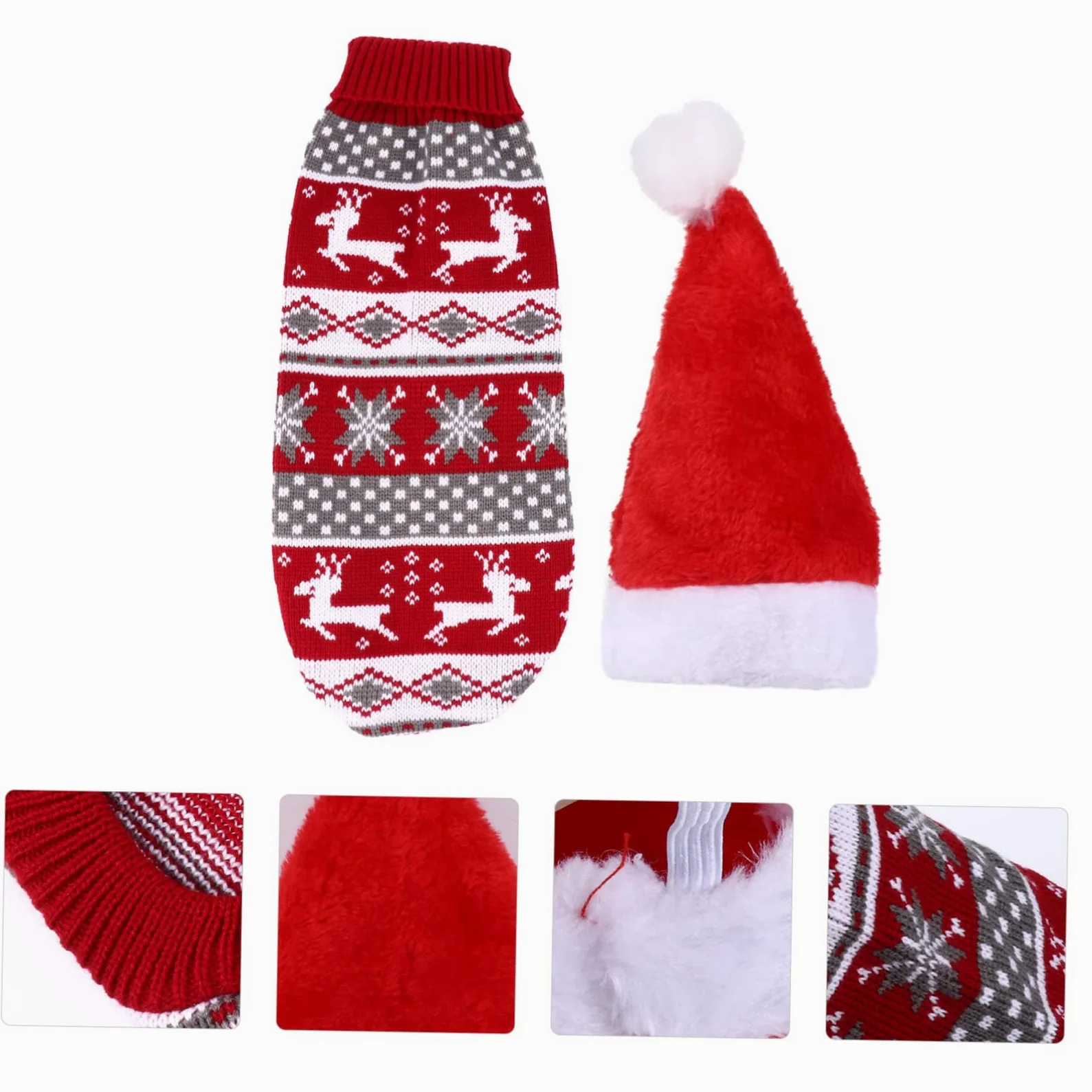 HMJGDHX 2 Pezzi di Renne per Animali Domestici Maglione e Cappello Natalizi per Cani Caldi per Cuccioli per Abiti Natalizi per Animali Domestici e Occasioni Invernali