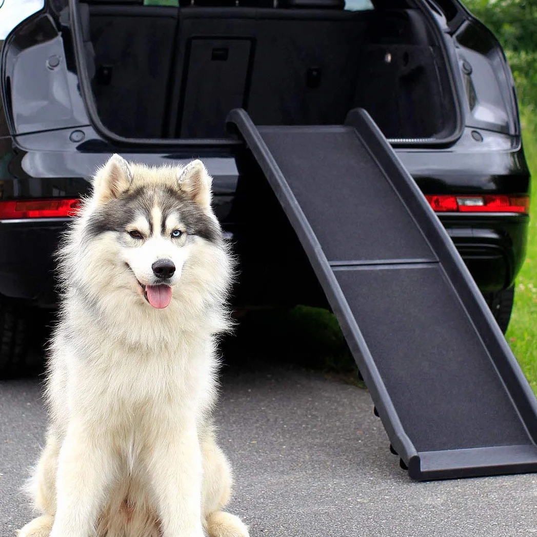 lionto Rampa per Cani Gradini per Cani Rampa per Auto Rampa per Bagagliaio per Animali domestici robusta 156x40 cm Nero