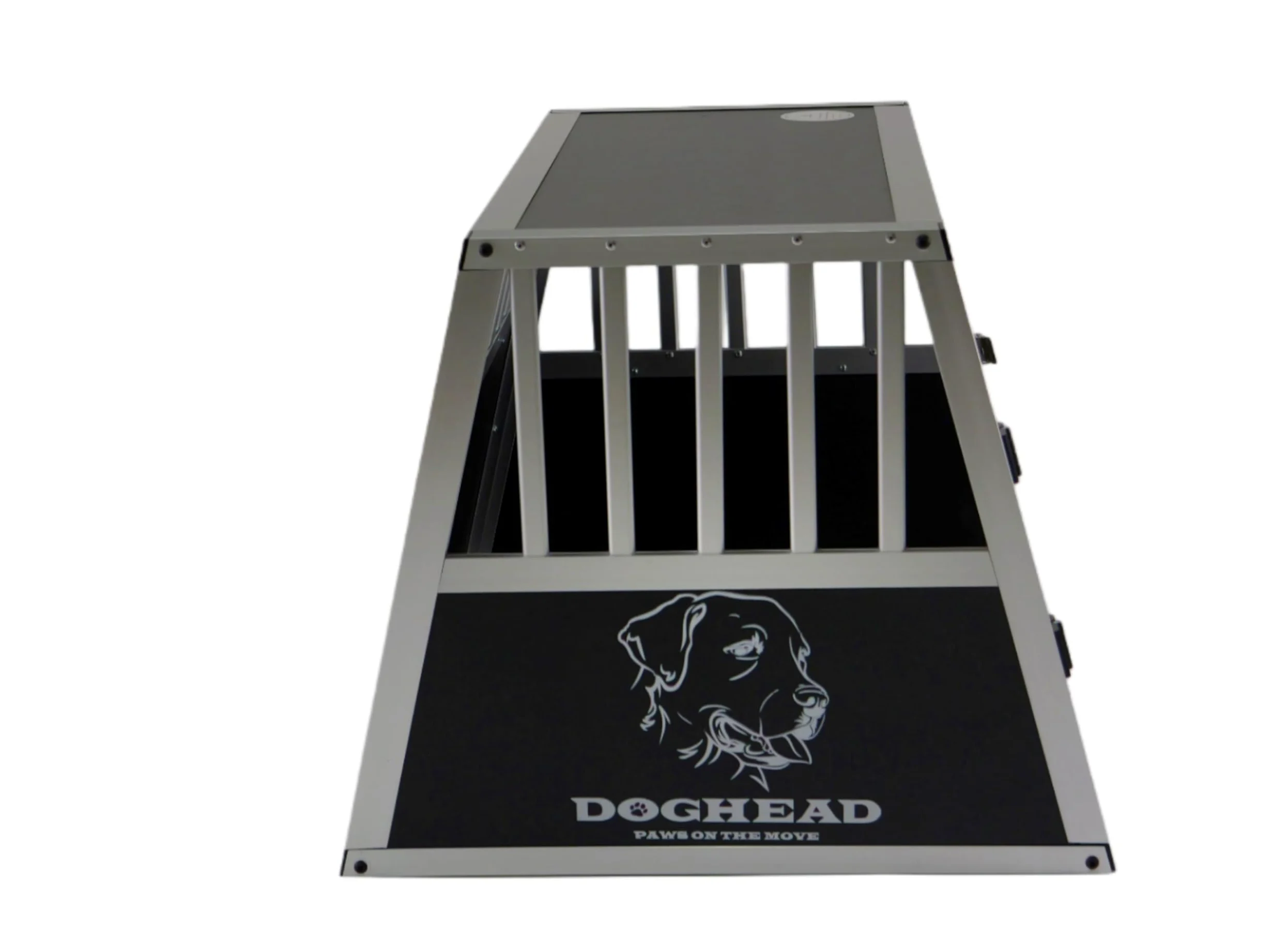 DOGHEAD - Trasportino per cani, in alluminio, 70 x 60 x 50 cm, colore: Nero/Argento