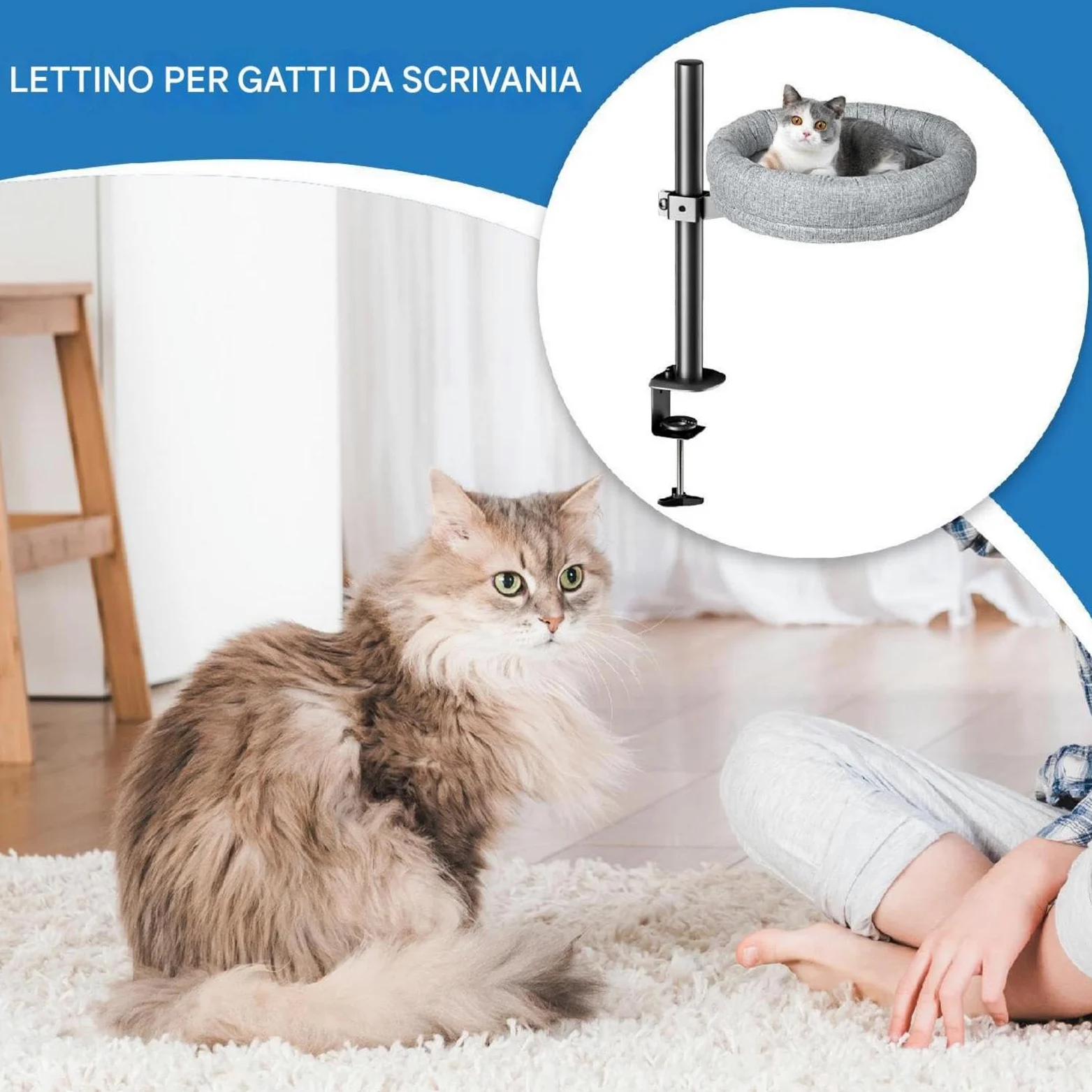 per scrivania per lettino per gatti, Letto per gatti per scrivania,Letto con mensola per gatti regolabile per gatti da interni | Casetta per gattini da scrivania dal design salvaspazio
