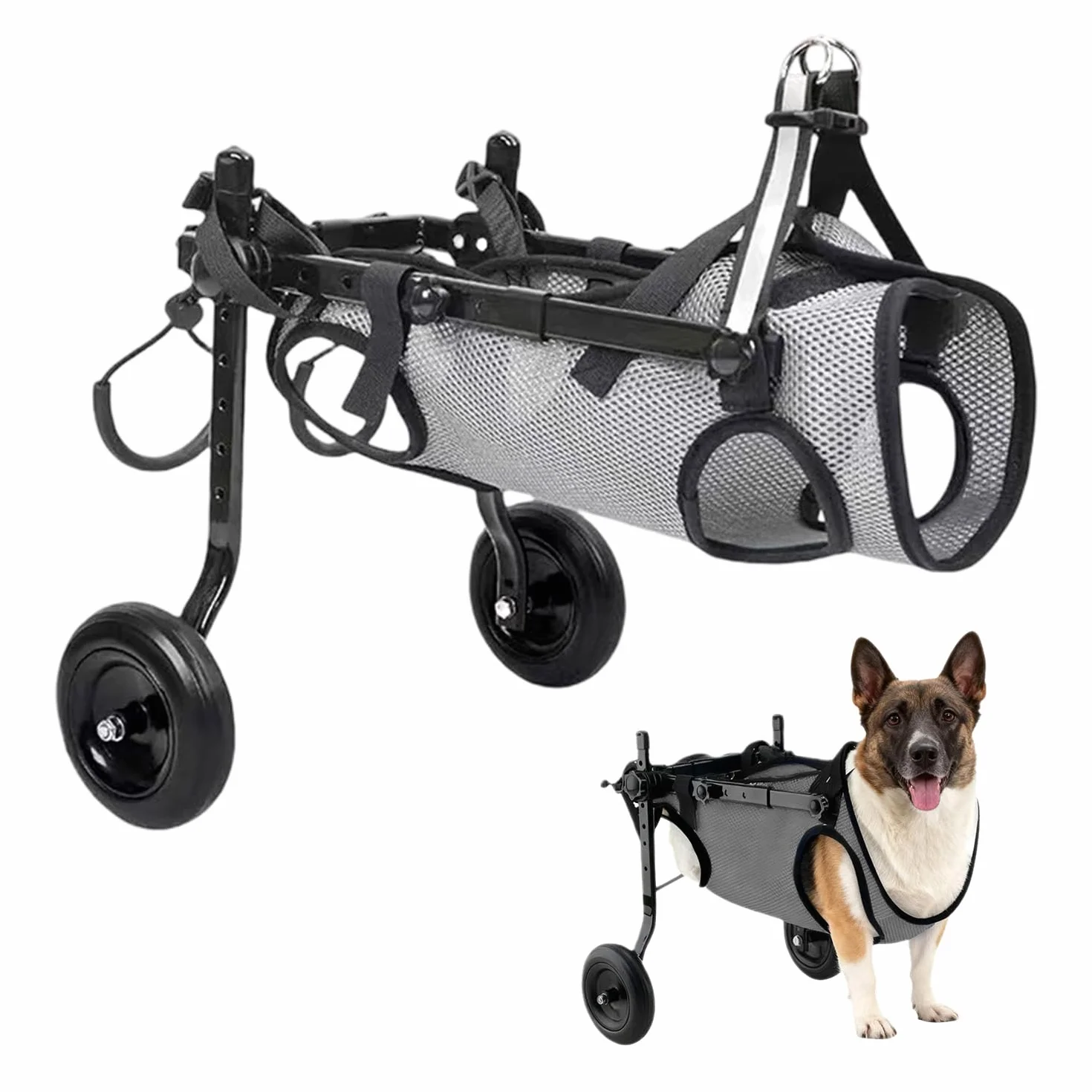 Piccola sedia a rotelle per cani, per gambe posteriori, per cani e gatti, per animali domestici, supporta la guarigione, carrello per cani e sedia a rotelle per feriti e debolezza delle zampe