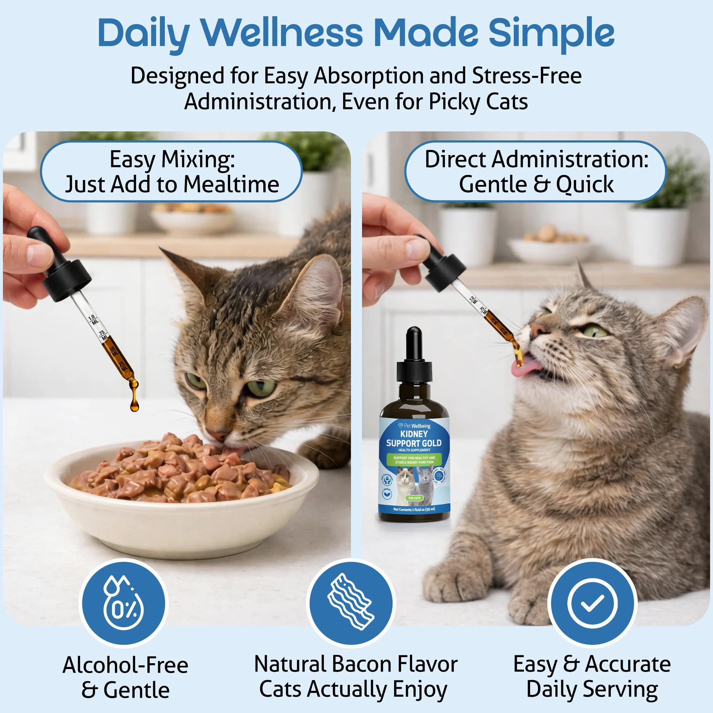 Pet Wellbeing - Supporto Oro Rene Per I Gatti - Il Supporto Naturale Per La Salute Dei Reni Felino - 2 Oz (59Ml)