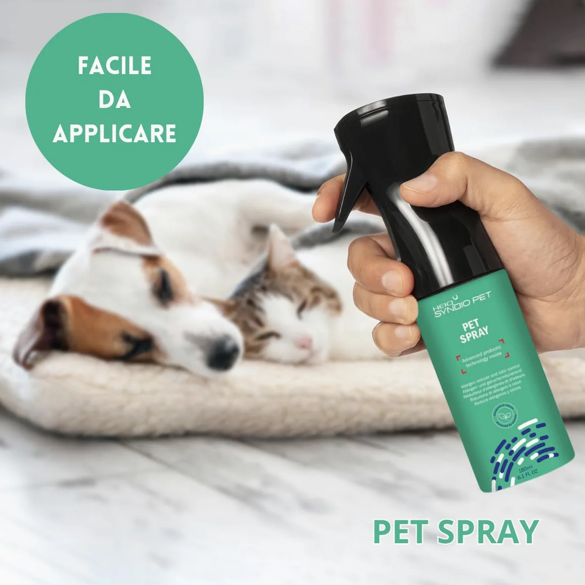 Pet Spray - Probiotico, elimina allergeni e odori dagli Animali Domestici. Conf. 180 ml.