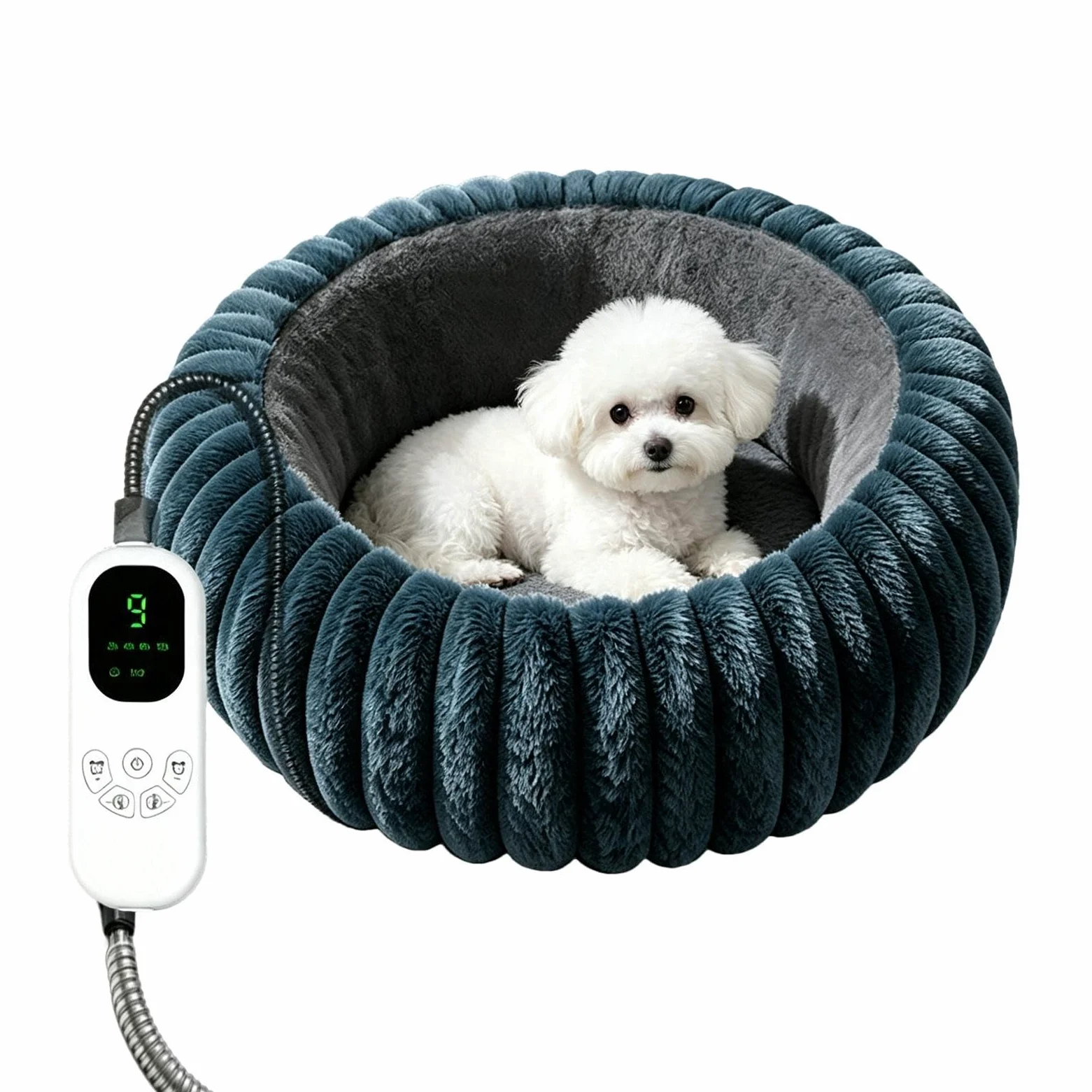 Cuscino riscaldante per gattino, 9 livelli, morbido peluche, calore regolabile, timer, | Cuccia rotonda per gatti per angolo, casa, esterni, tempo familiare, soggiorno, viaggio, pavimento, camera da letto, ufficio