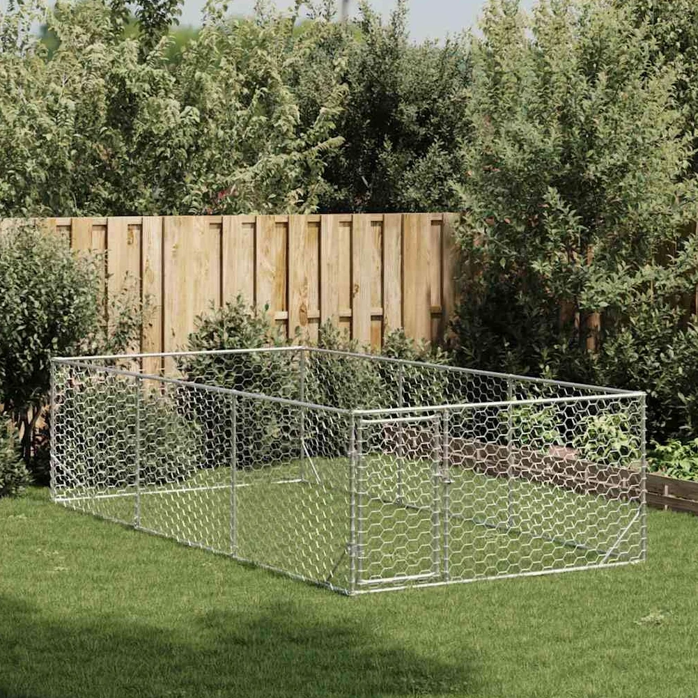 vidaXL Cuccia per Cani da Esterno con Porta 2x4x1 m in Acciaio zincato