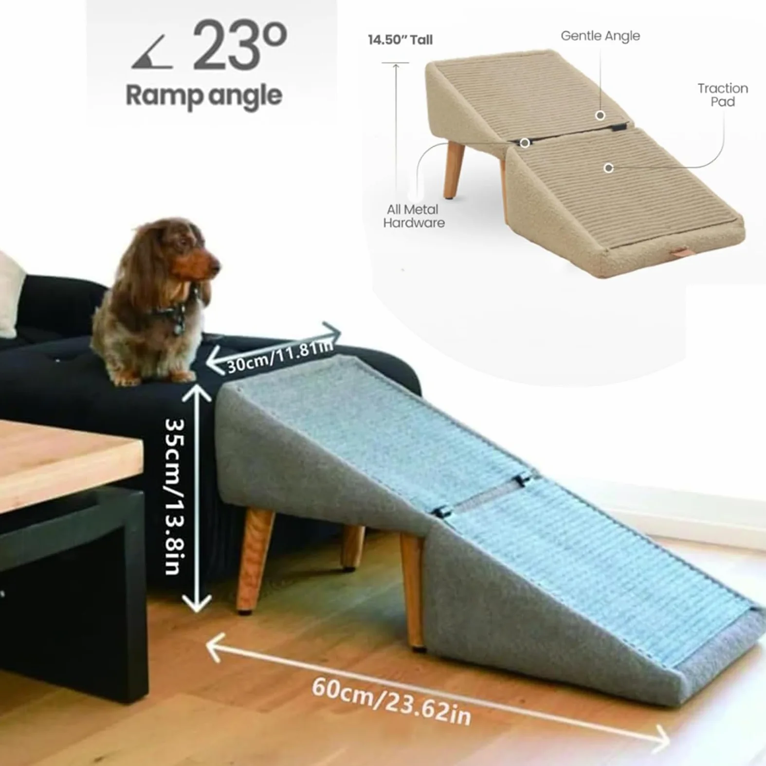 Generico Rampa Antiscivolo per Cani, Divano Letto Pieghevole per Auto, Scale per Cani di Piccola Taglia, Scale per Animali Domestici Leggere, per Letto a Soppalco E Divano,Nero