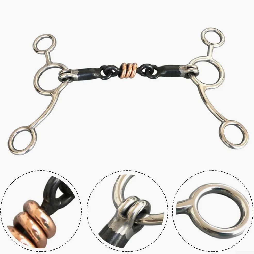 Morso per cavallo in acciaio e rame, morso per guancia completa, lunghezza 13 5 cm