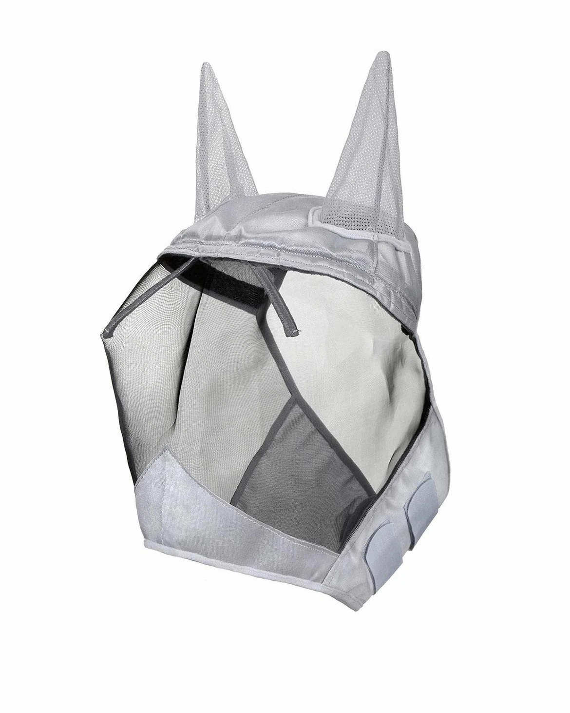Harrison Howard CareMaster Maschera Anti-Mosche per Cavallo UV Protezione con para Orecchie Argento/Nero