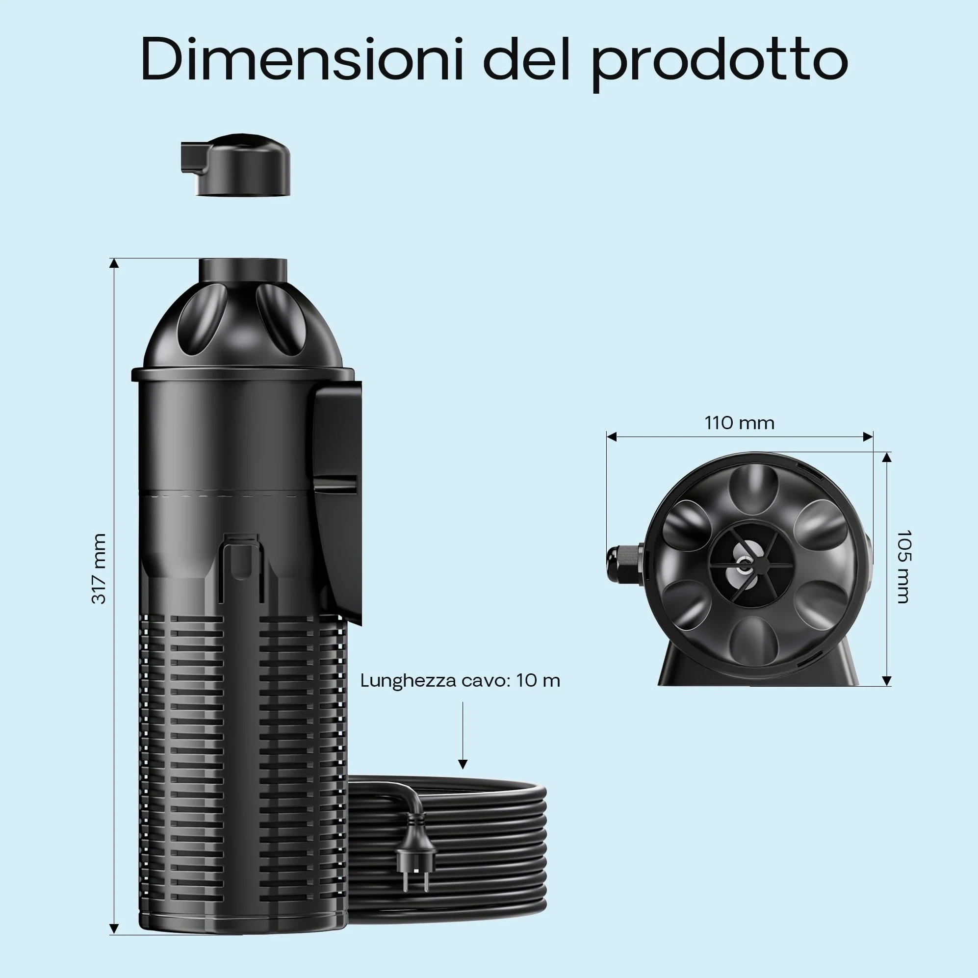SunSun CUP-609 Filtro interno per acquario 2000l/h con chiarificatore UV 9w