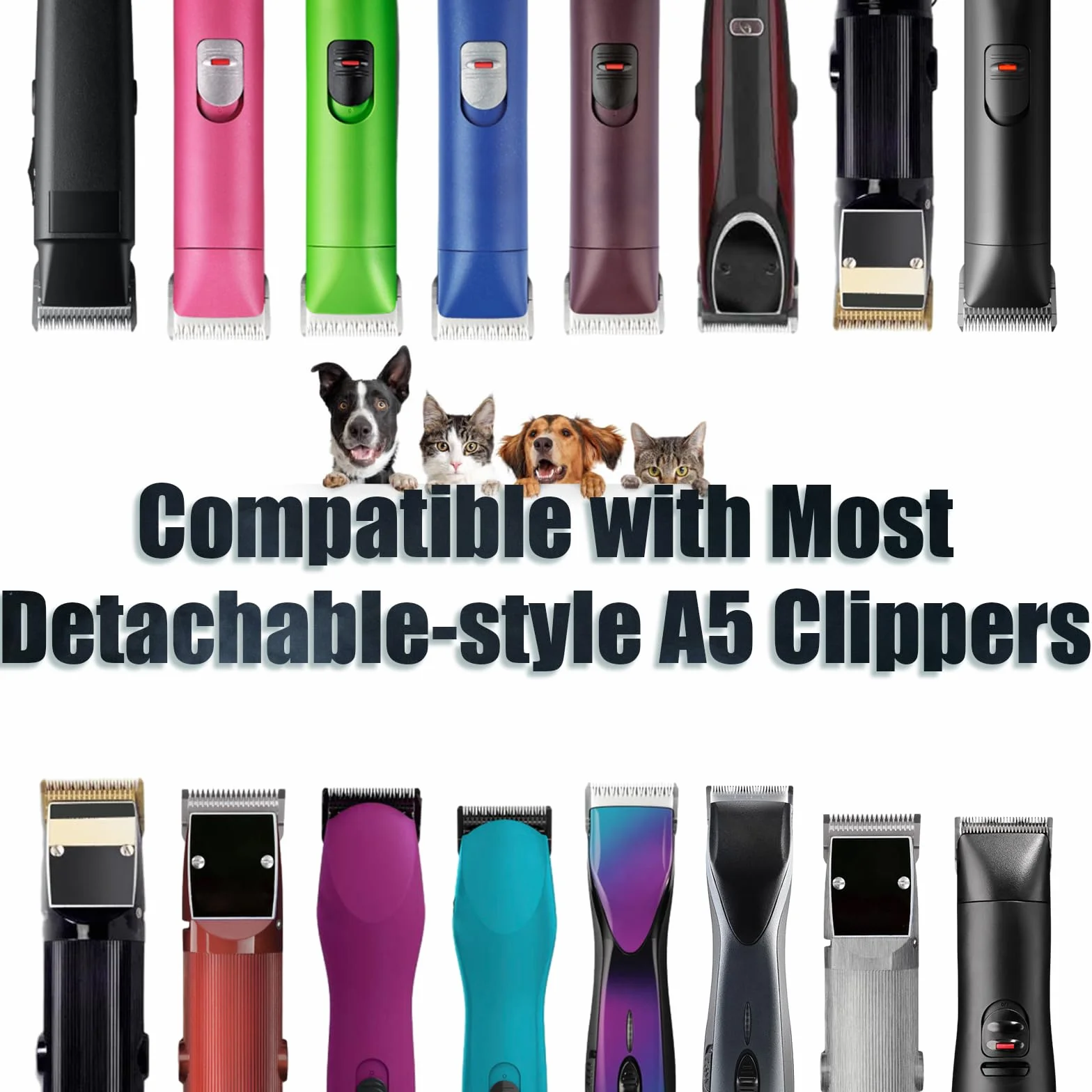 Lame per toelettatura per Cani Rimovibili in Acciaio Inossidabile, Taglia 7FC/5FC/4FC/3FC, compatibili con Andis/Oster A5/Heiniger/Moser Max 50/Wahl Serie KM10, 4 Pezzi