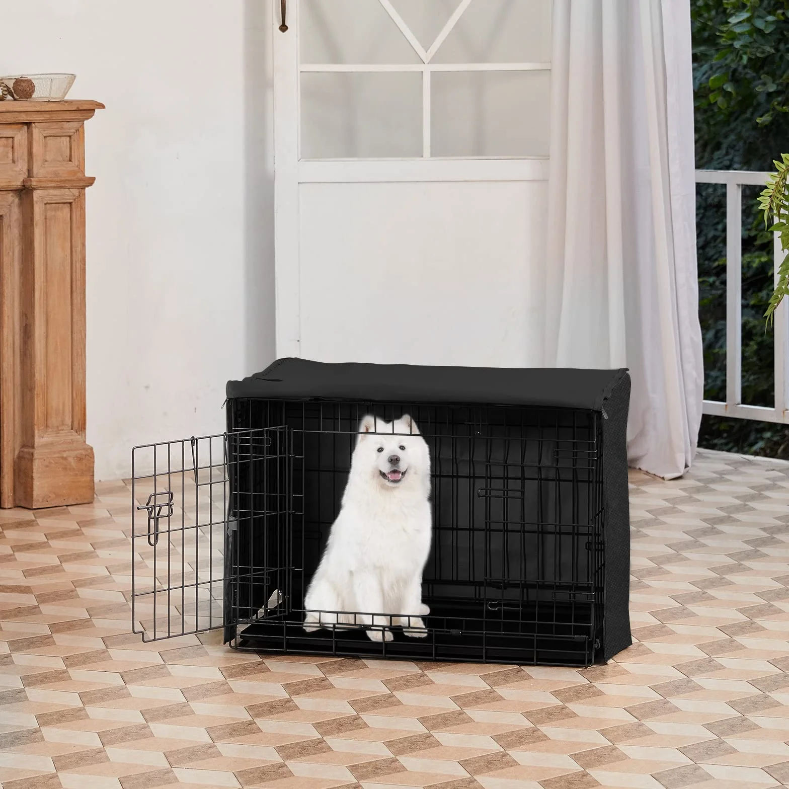 X-ZONE PET Copertura per gabbia per cani a doppia porta, in poliestere, per cani da compagnia (adatta per casse metalliche da 24, 30, 36, 42, 122 cm)