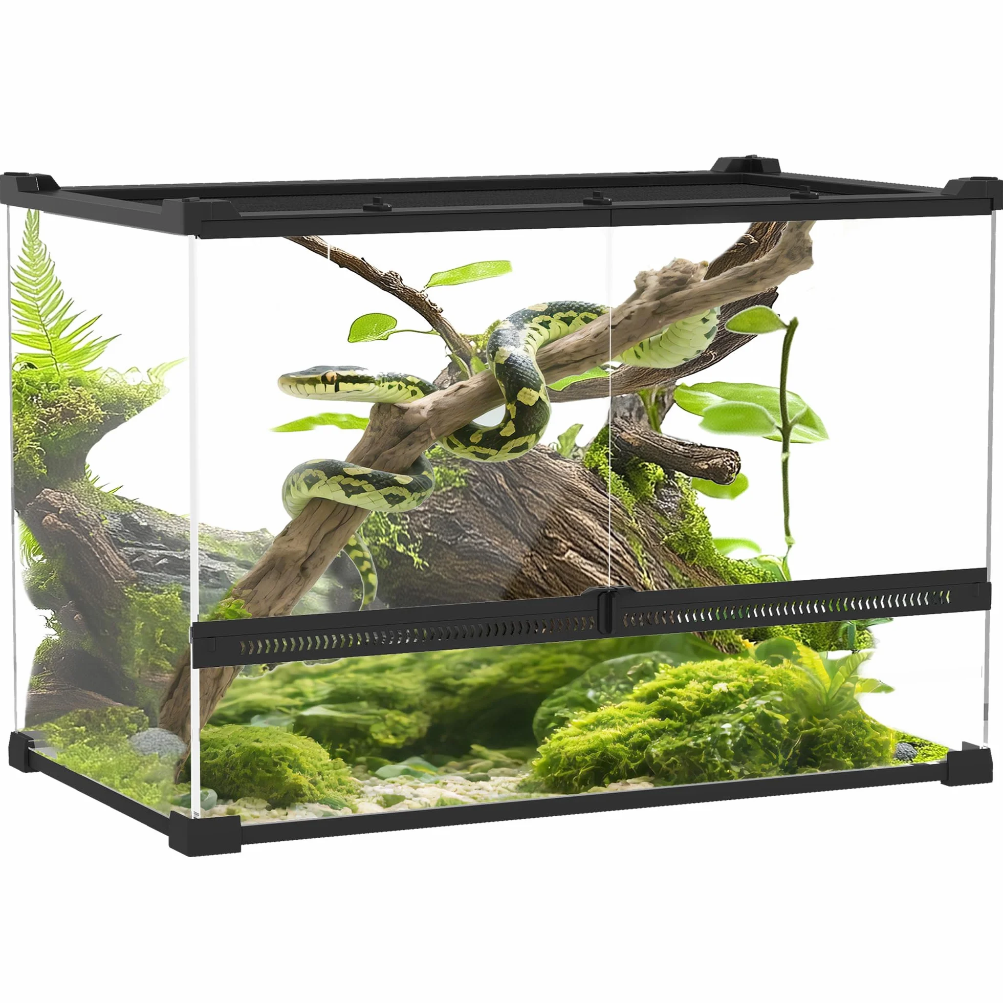 PawHut Contenitore per rettili, contenitore per l'allevamento di rettili, habitat per terrario con chiusura di sicurezza a rotazione, ventilazione frontale, nessun assemblaggio richiesto, 50 x 30 x