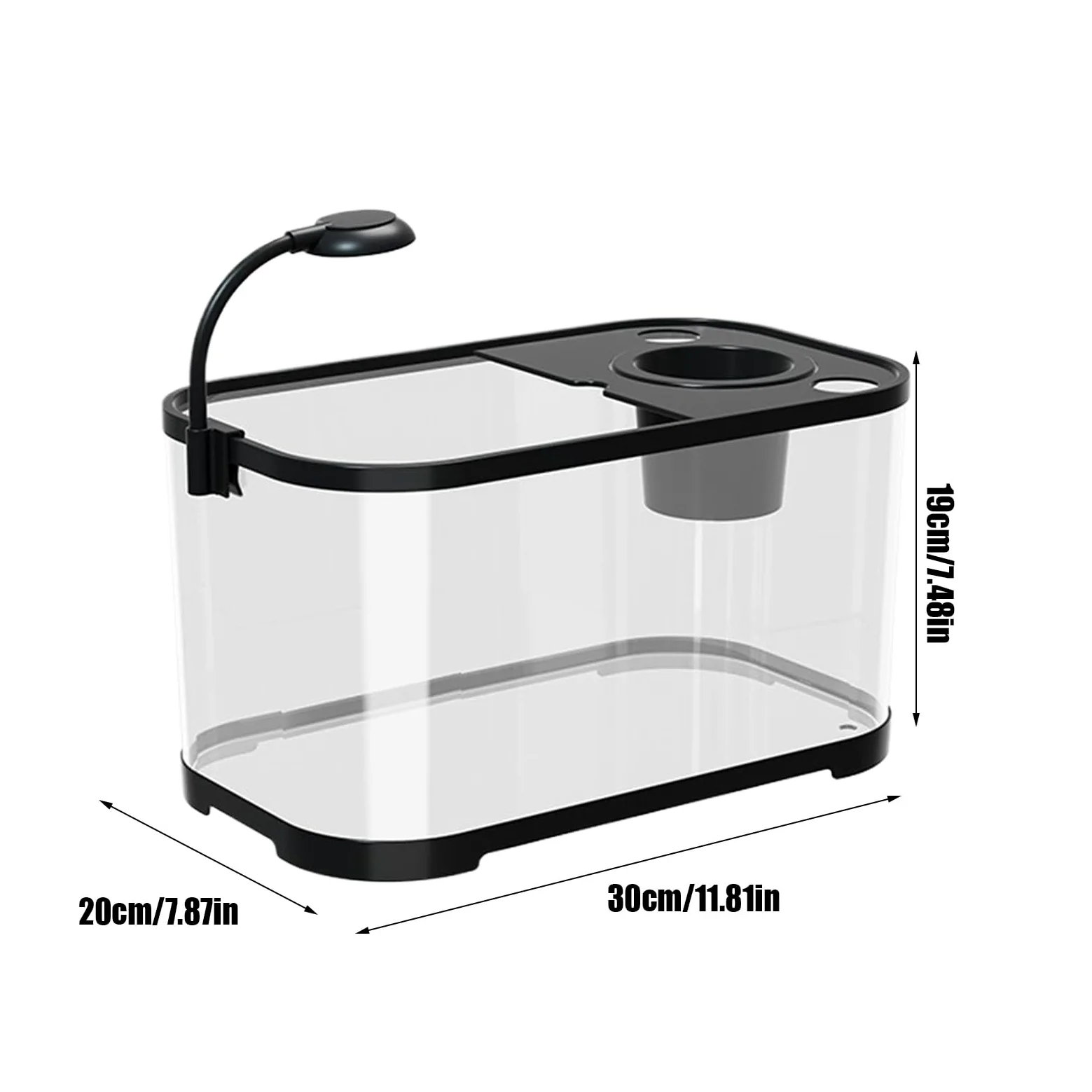 Set iniziale compatto per acquario, pesce rosso, set per principianti | Acquario silenzioso, vasca da scrivania decorativa per pesci da combattimento, rana e abitanti acquatici