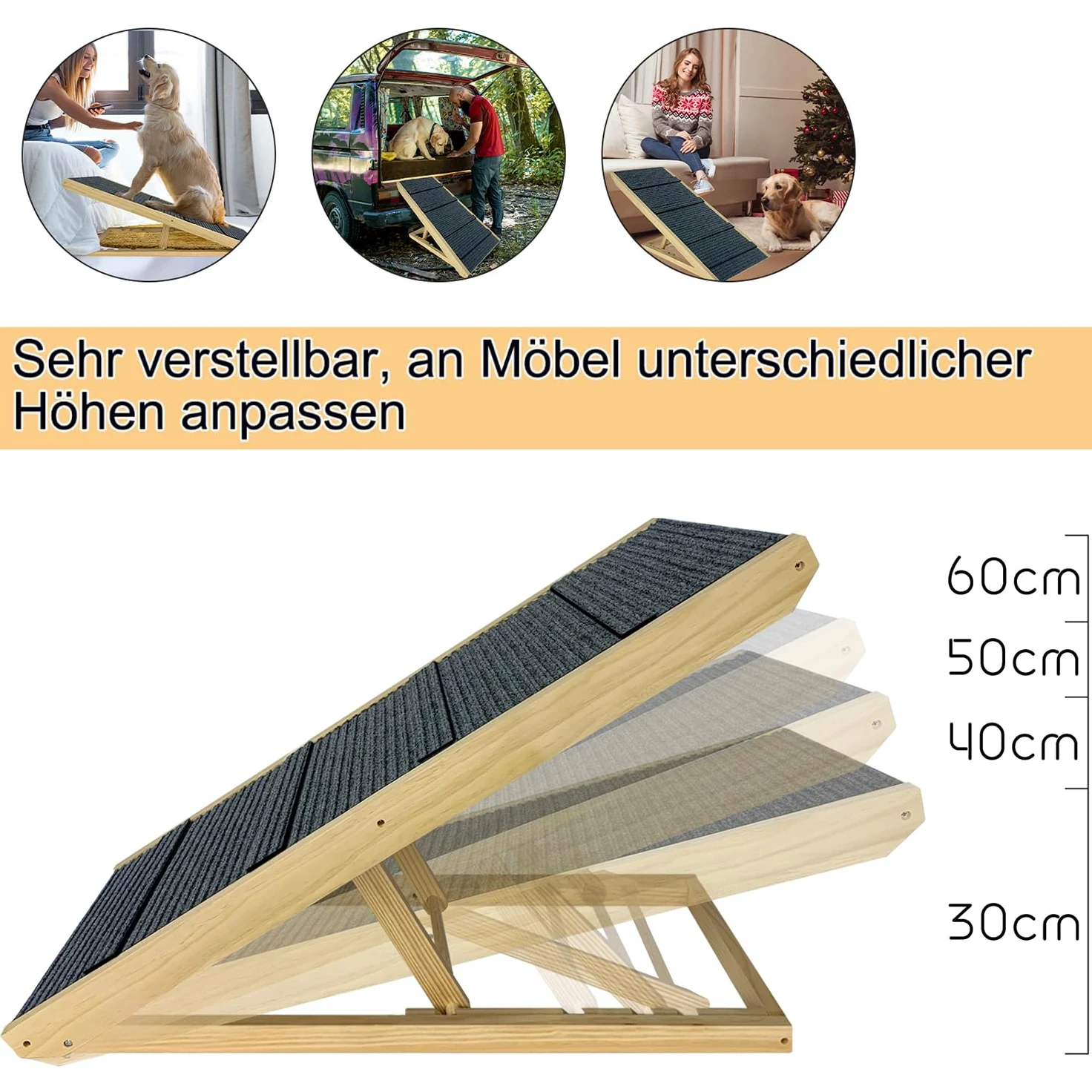 Aufun cane rampa cane scale auto pieghevole per gatti grandi e piccoli cani, cane rampa antiscivolo, piattaforma di atterraggio si collega senza soluzione di continuità, fino a 100 kg