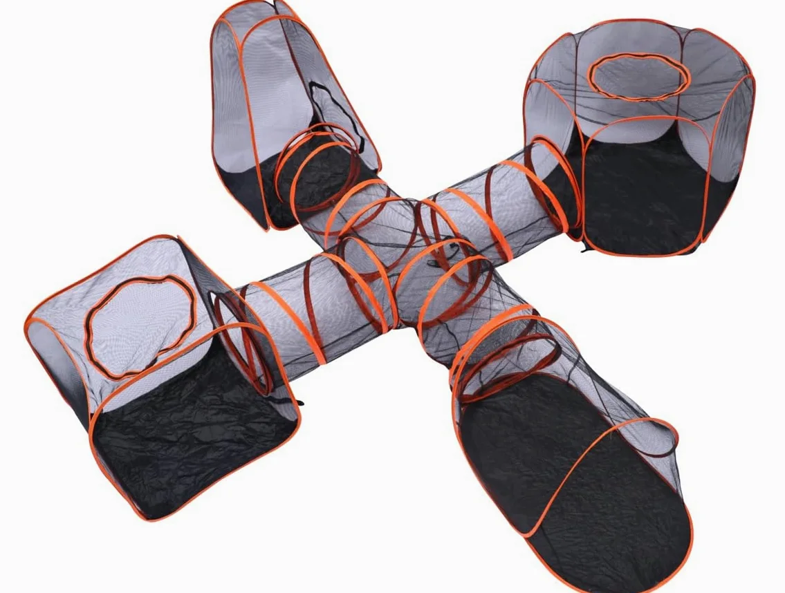 Tenda per gatti 3 in 1, torre per arrampicata a 3 livelli con tunnel, casetta per giochi per animali domestici, grande recinto pieghevole per gatti e cuccioli (stili 7)