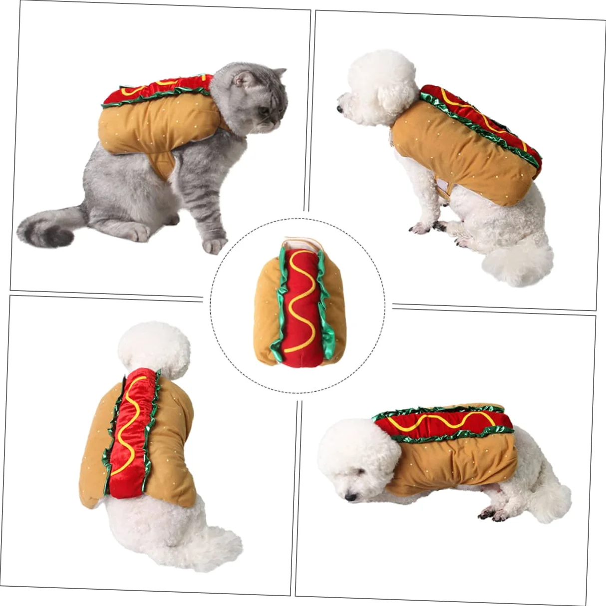 INOOMP Indumento Xxl Per Cani E Gatti Abbigliamento Natalizio Costume Da Hot Dog Per Feste Di Halloween
