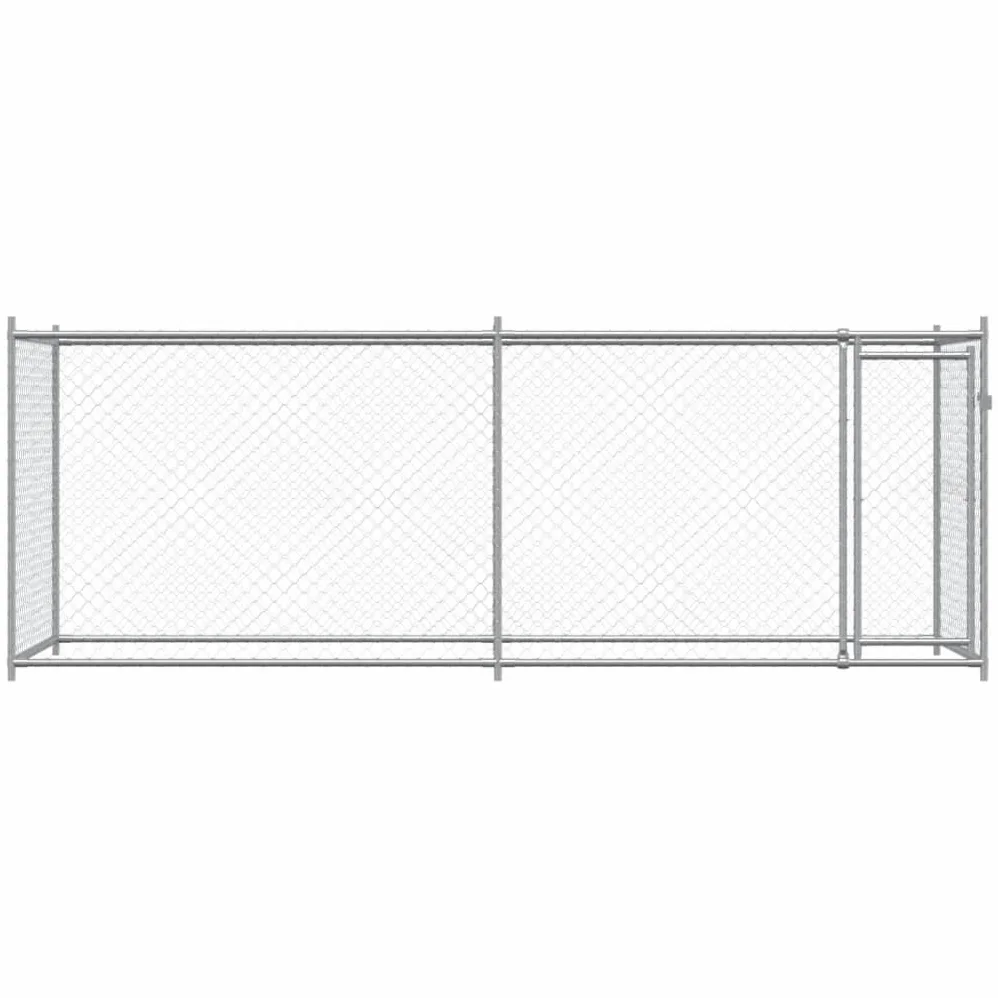vidaXL Gabbia per Cani con Porta Grigia 4x2x1,5 m in Acciaio Zincato, cuccia per cani in acciaio, recinto per cani, cuccia per cani da esterno