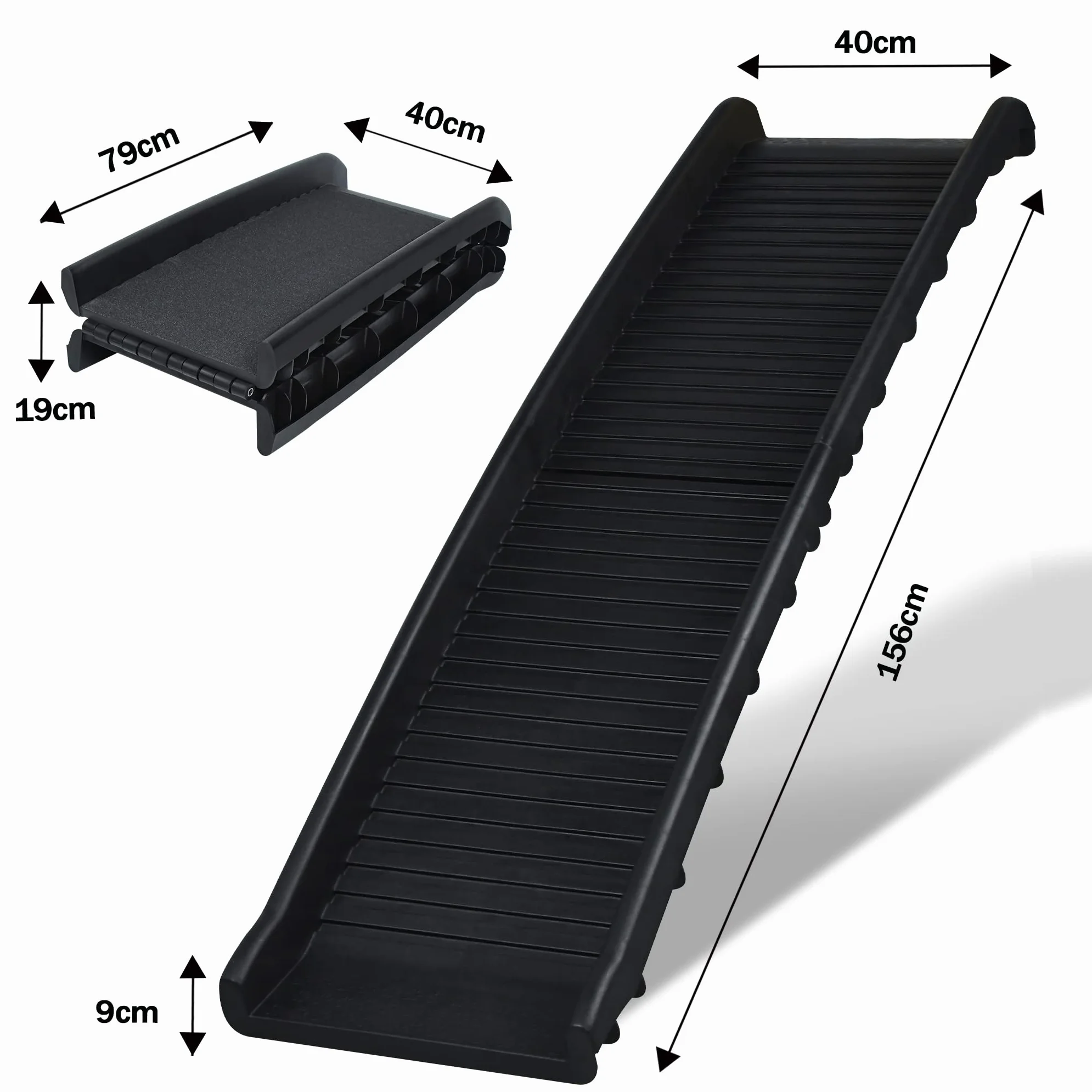 ACXIN Rampa per cani pieghevole, per auto, pieghevole, in plastica, antiscivolo, fino a 90 kg, 156 x 40 cm
