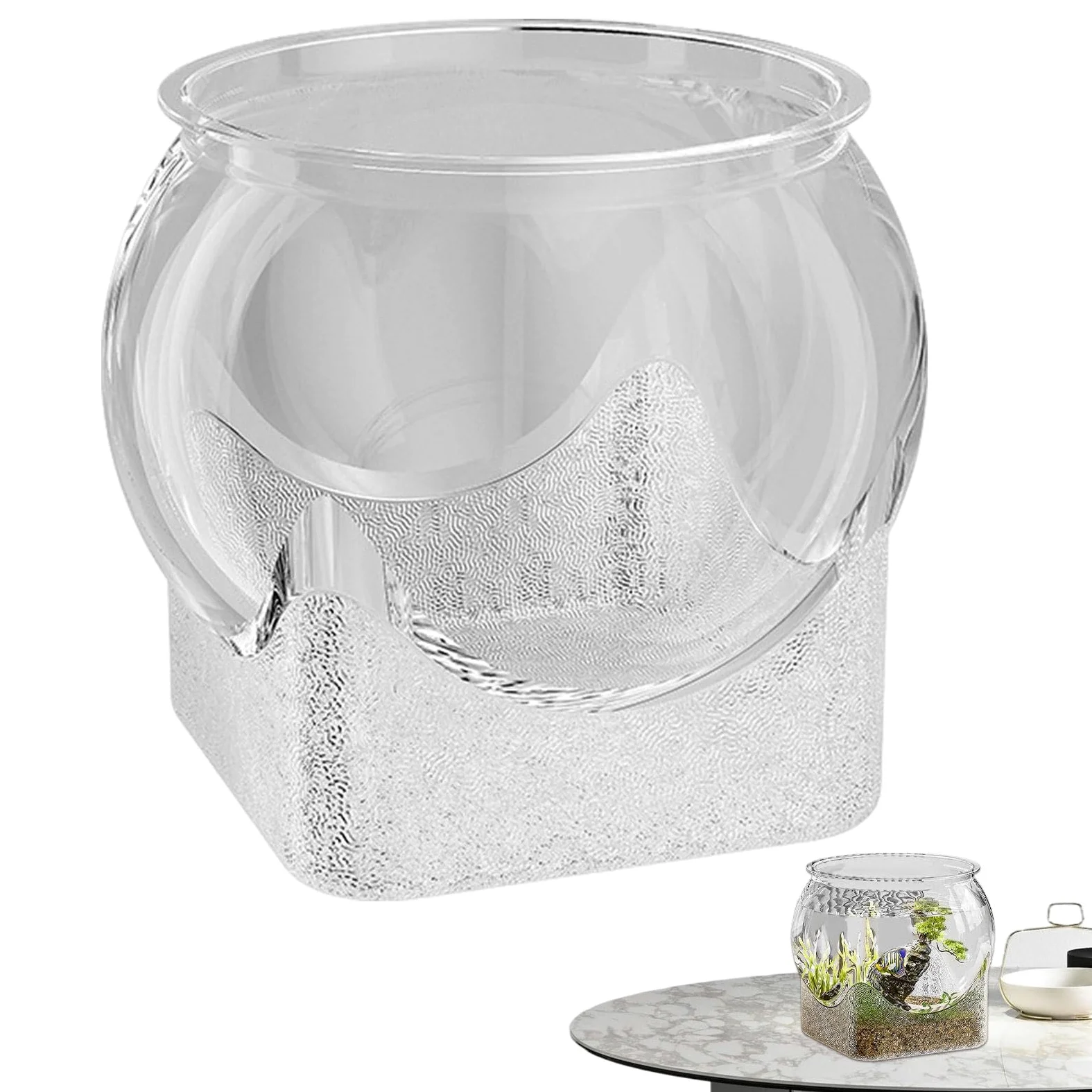 Vaso per pesci – ciotole trasparenti per pesci | acquario da scrivania per casa, ufficio e posto di lavoro, per fiori e decorazioni, ciotola rotonda trasparente per pesci o centrotavola per
