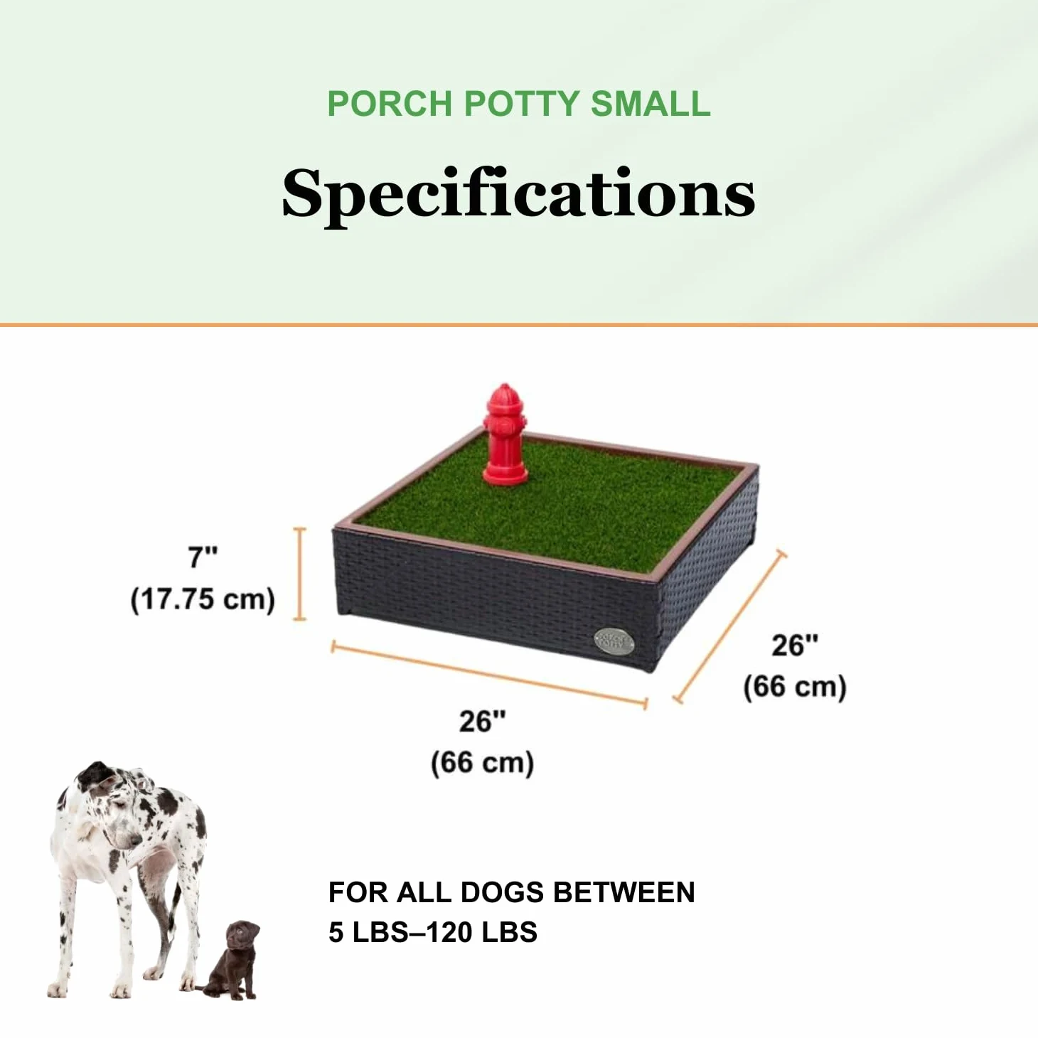 Porch Potty Vasino per cani in erba artificiale, 66 x 66 x 18 cm, riutilizzabile, lavabile per cani, design unico, drenaggio istantaneo, assorbimento rapido, 60 x 60 cm